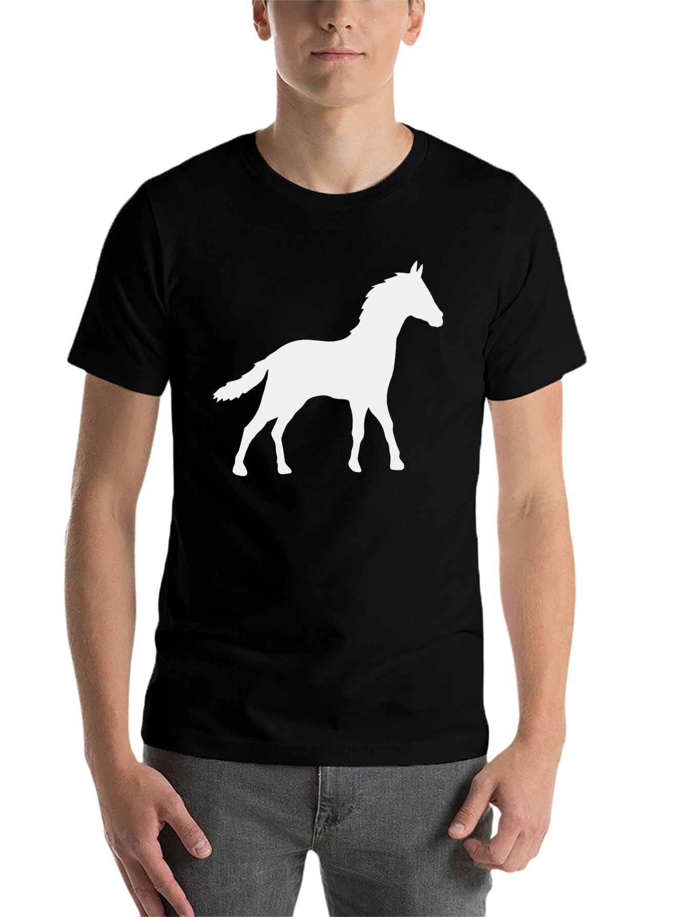 Black Horse Silhouette Black T-Shirt view 7