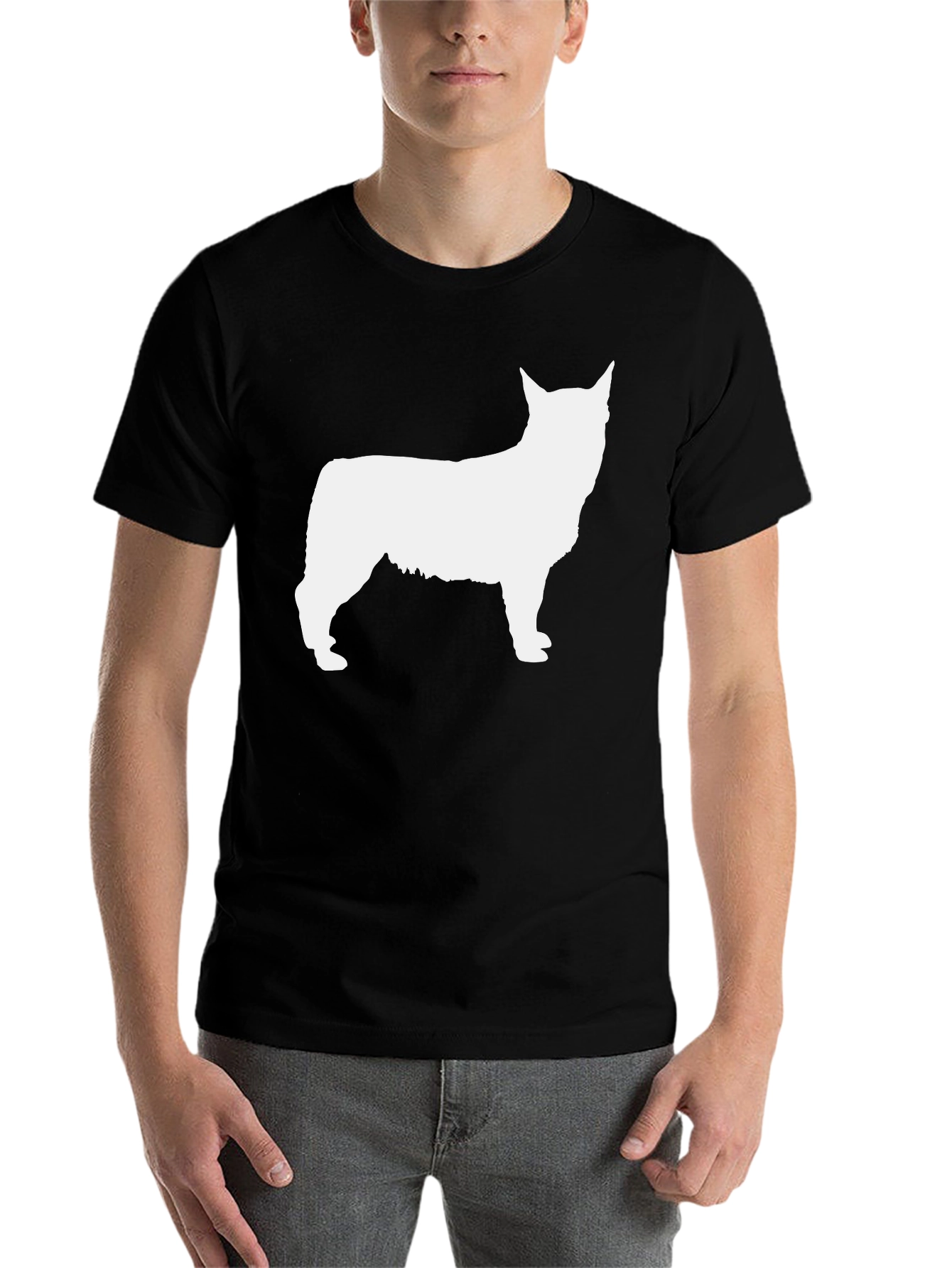 Black Dog Silhouette Graphic Tee - Black Cotton Shirt view 7