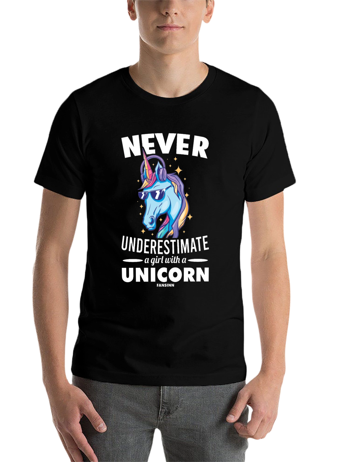 Black Never Underestimate Unicorn T-Shirt view 7