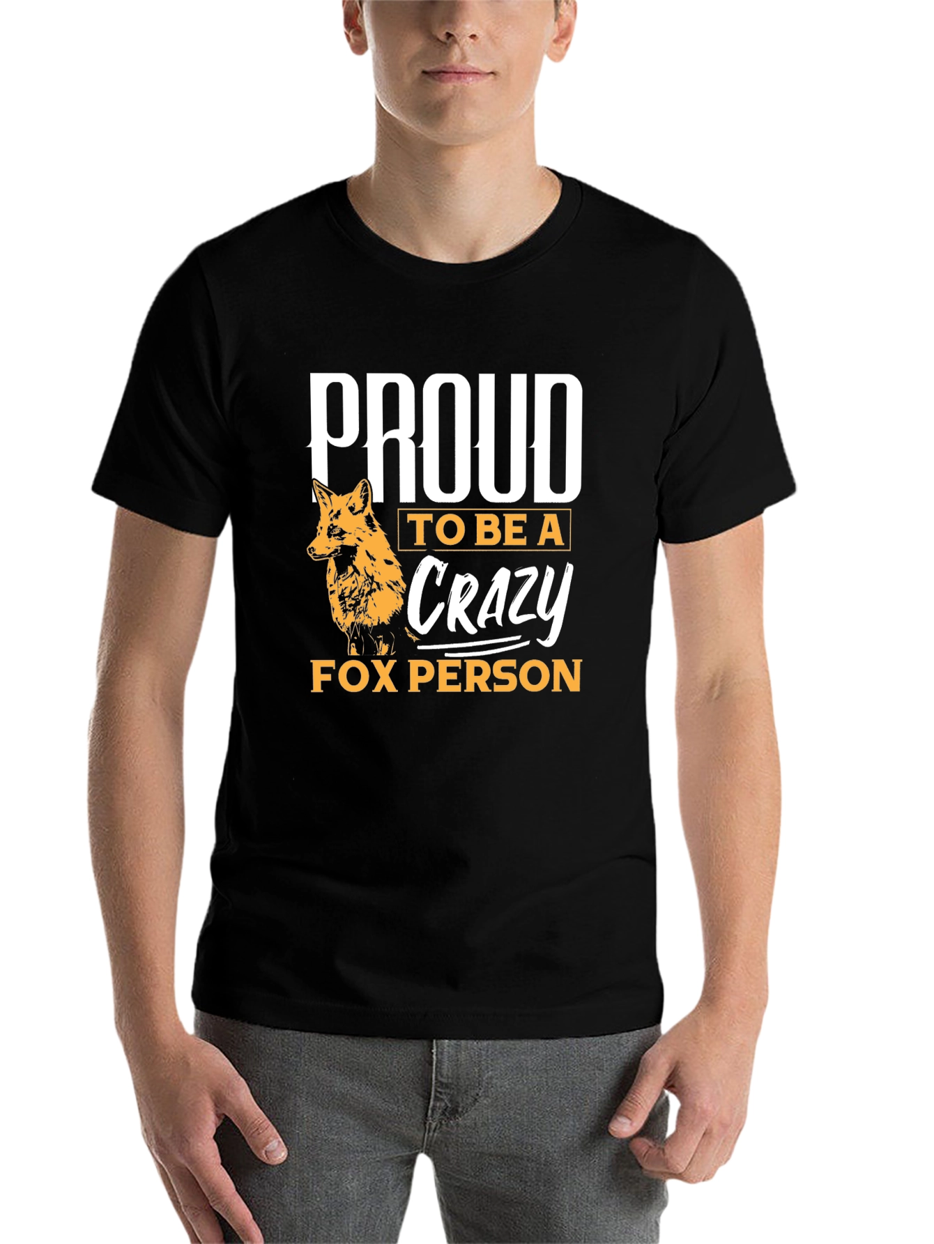 Black Proud Crazy Fox Person T-Shirt - Unique Design view 7