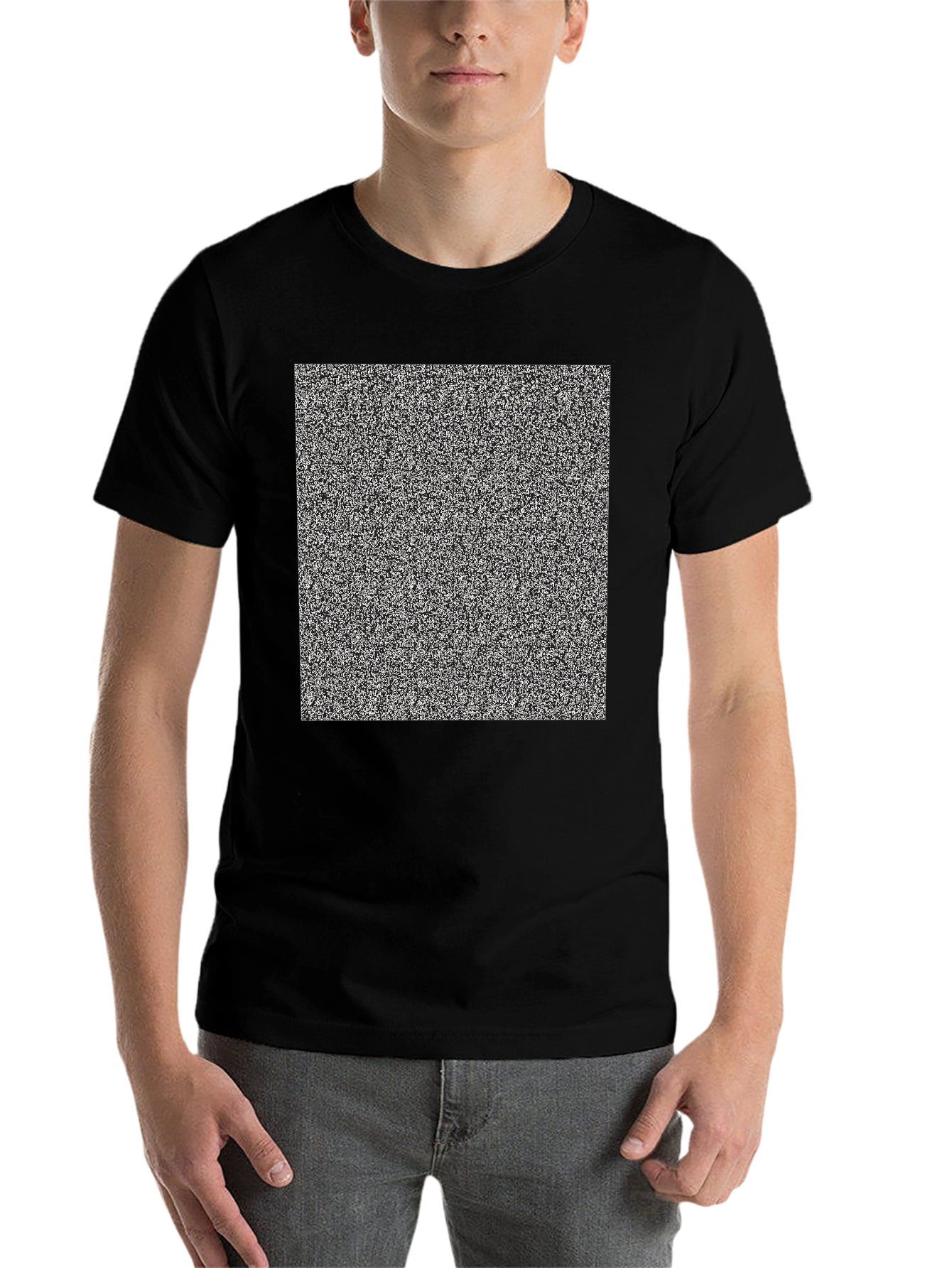 Black Static Noise Pattern Tee - Classic Fit Black T-Shirt view 7