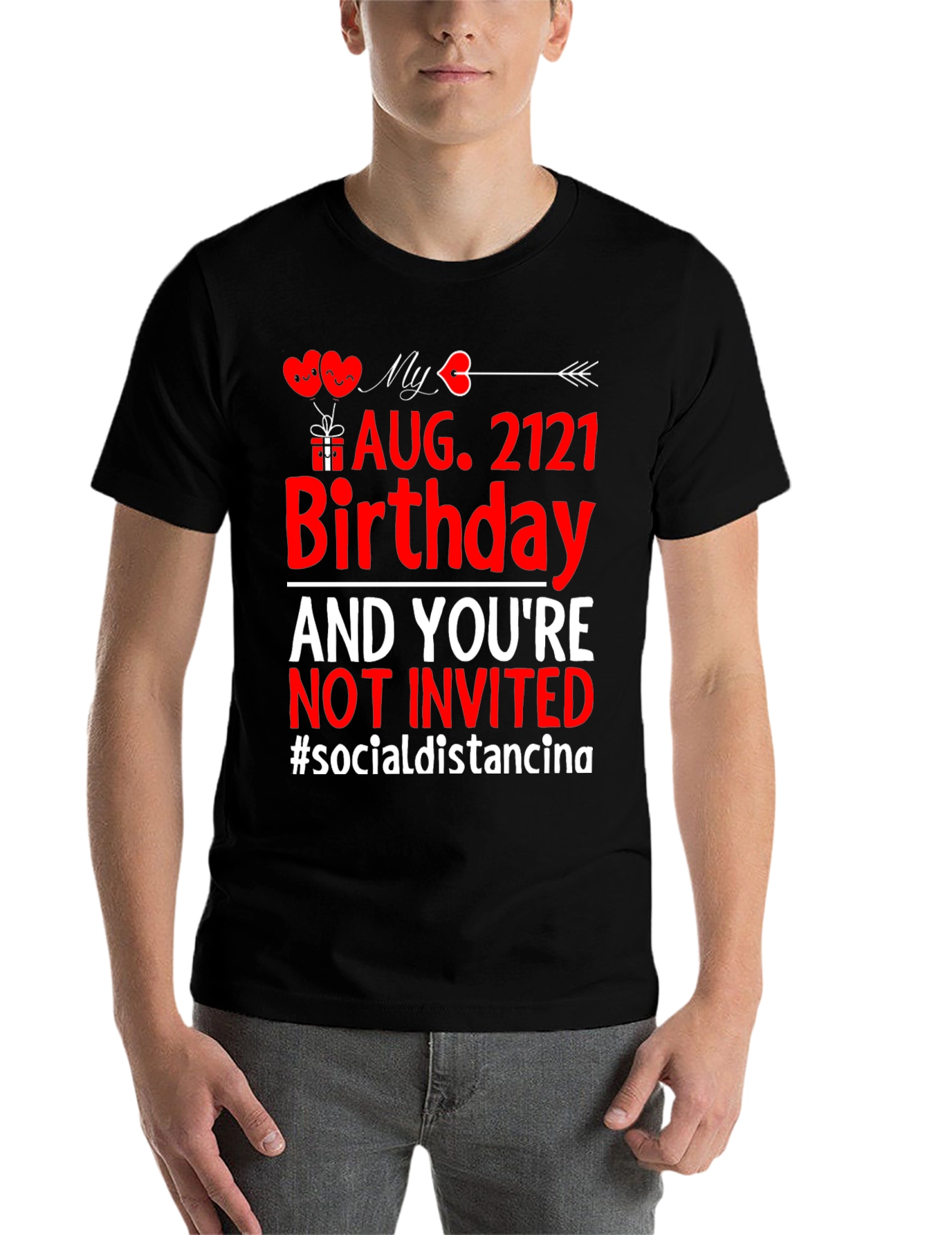 Black Funny Birthday Social Distancing T-Shirt view 7