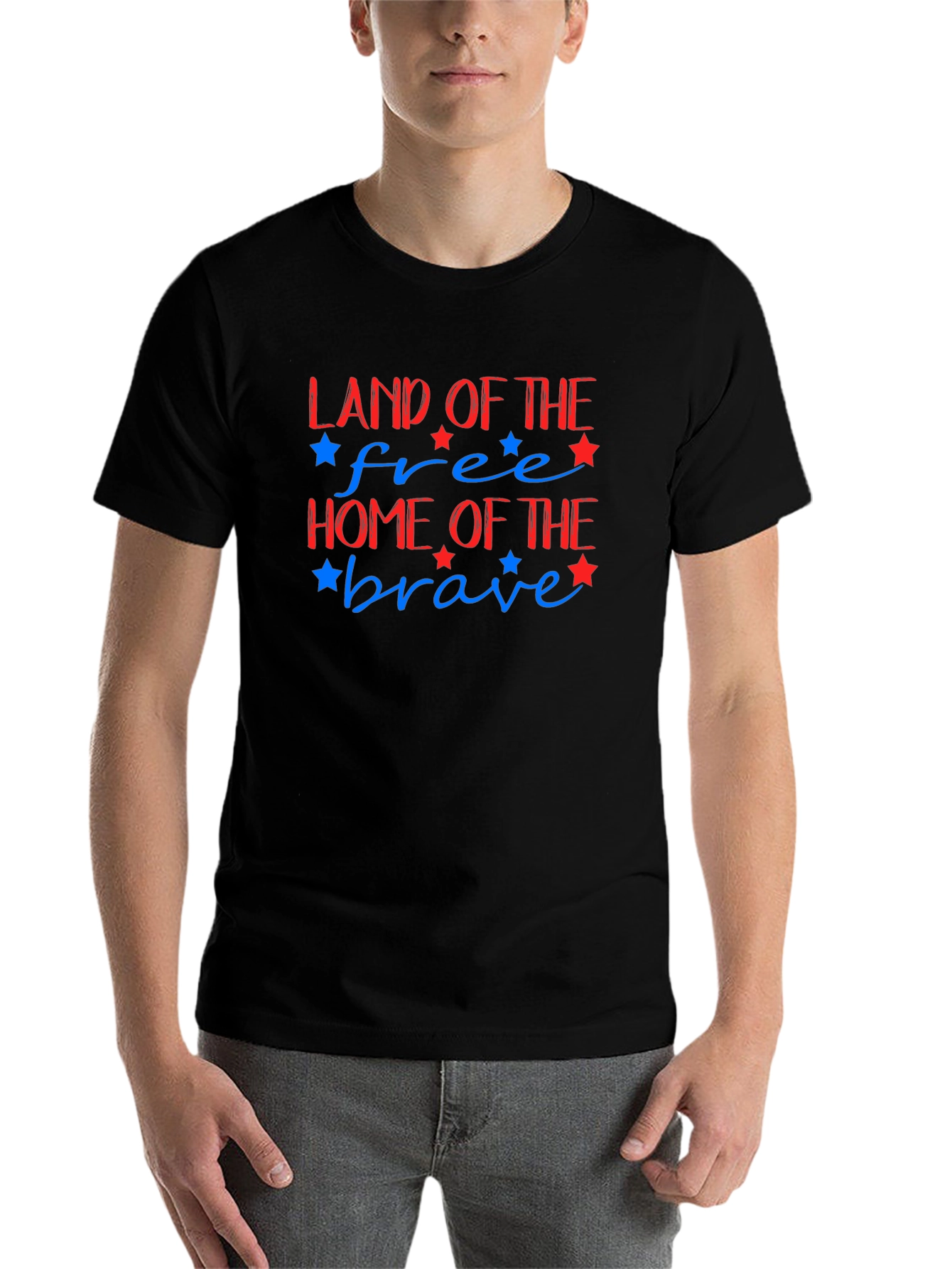 Black Patriotic Land of the Free Graphic Tee view 7