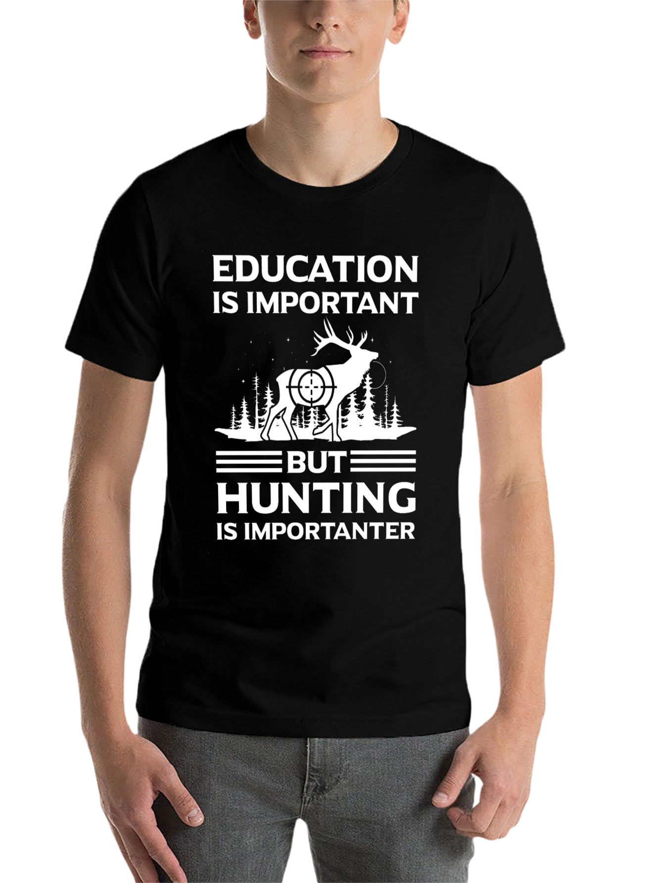 Black Education Important, Hunting Importanter T-Shirt view 7