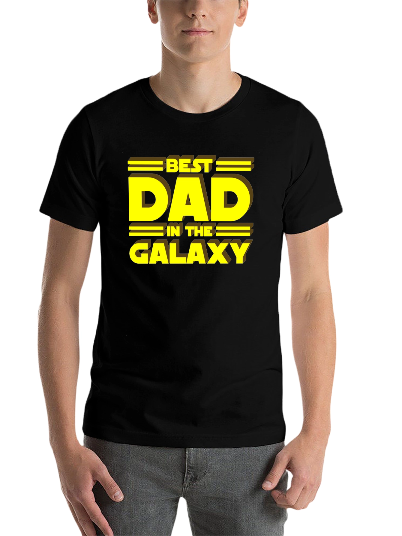 Black Best Dad in the Galaxy T-Shirt view 7