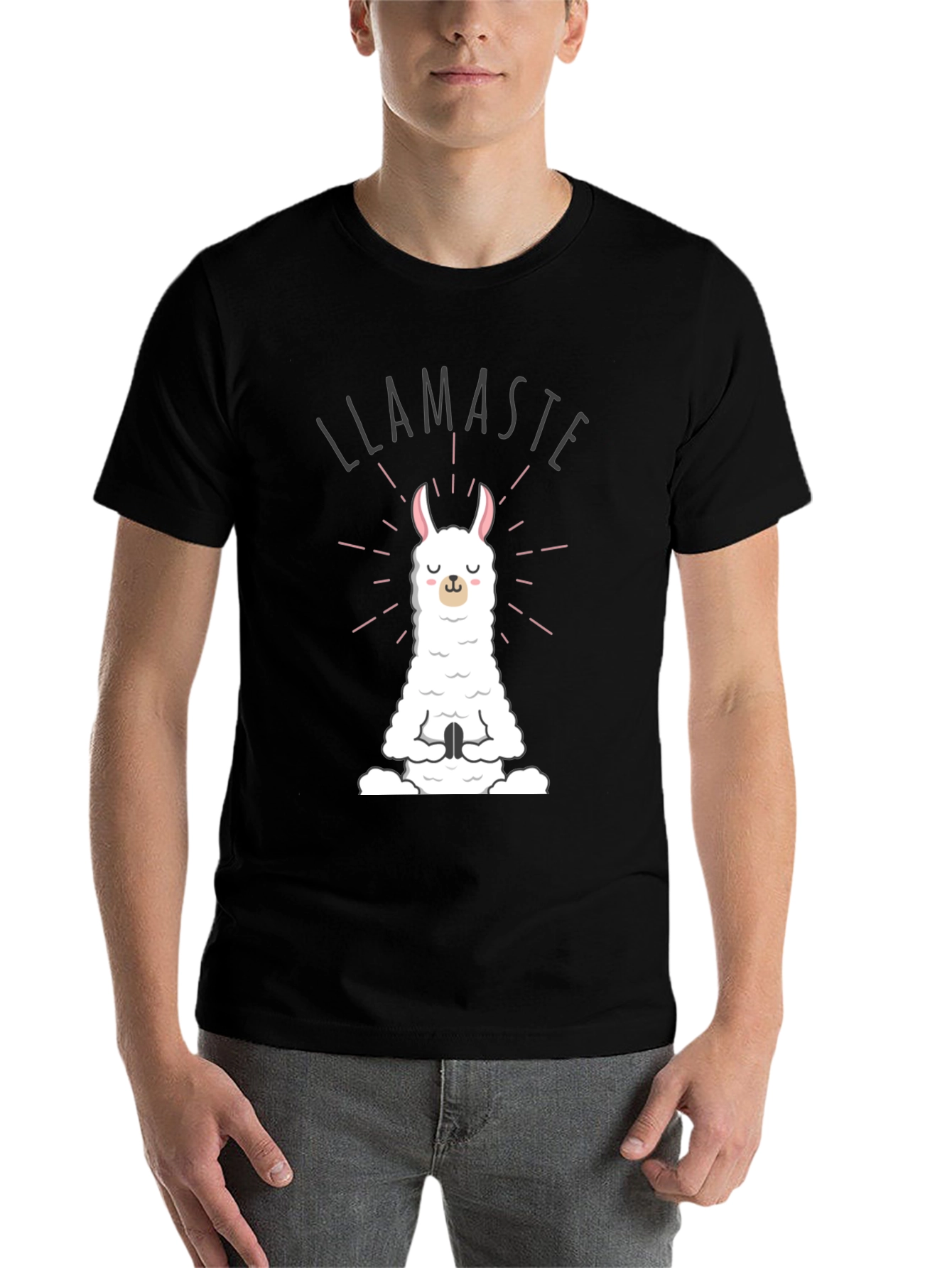 Black Llamaste Meditation T-Shirt - Funny Yoga Tee view 7
