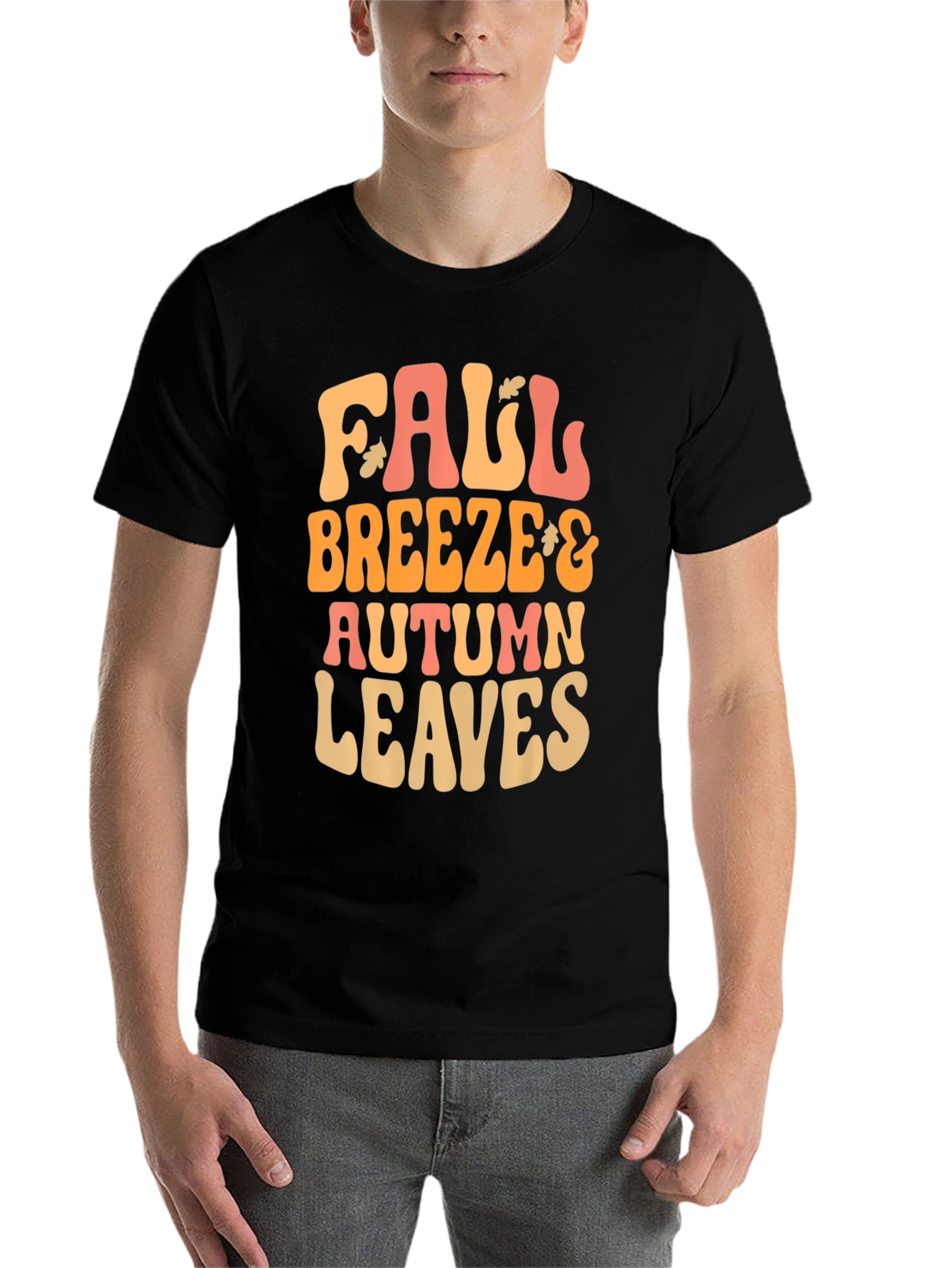 Black Fall Breeze Autumn Leaves Graphic Tee view 7