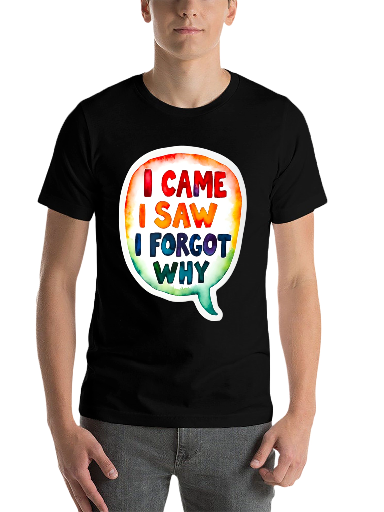 Black Funny 'I Came, I Saw' Men's Black T-Shirt view 7