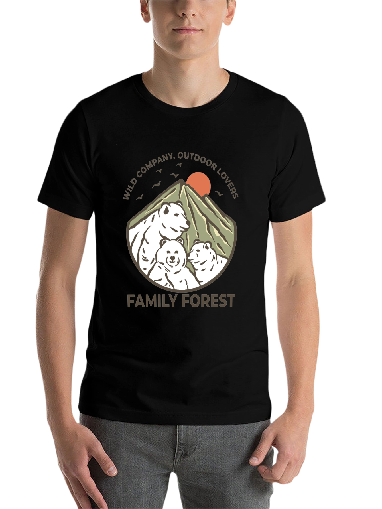 Black Family Forest Bear Graphic T-Shirt view 7
