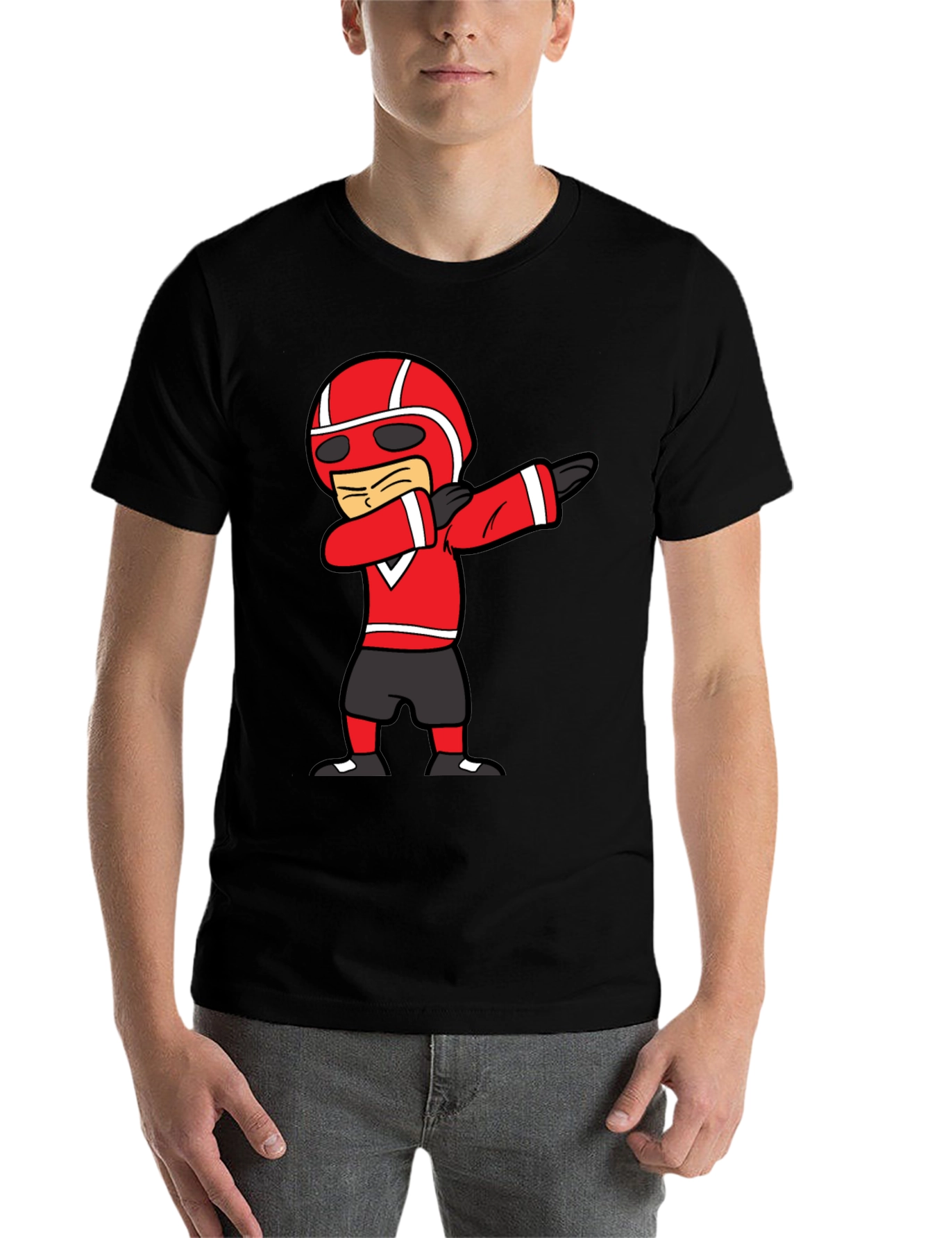 Black Dabbing Cartoon Racer Black T-Shirt view 7