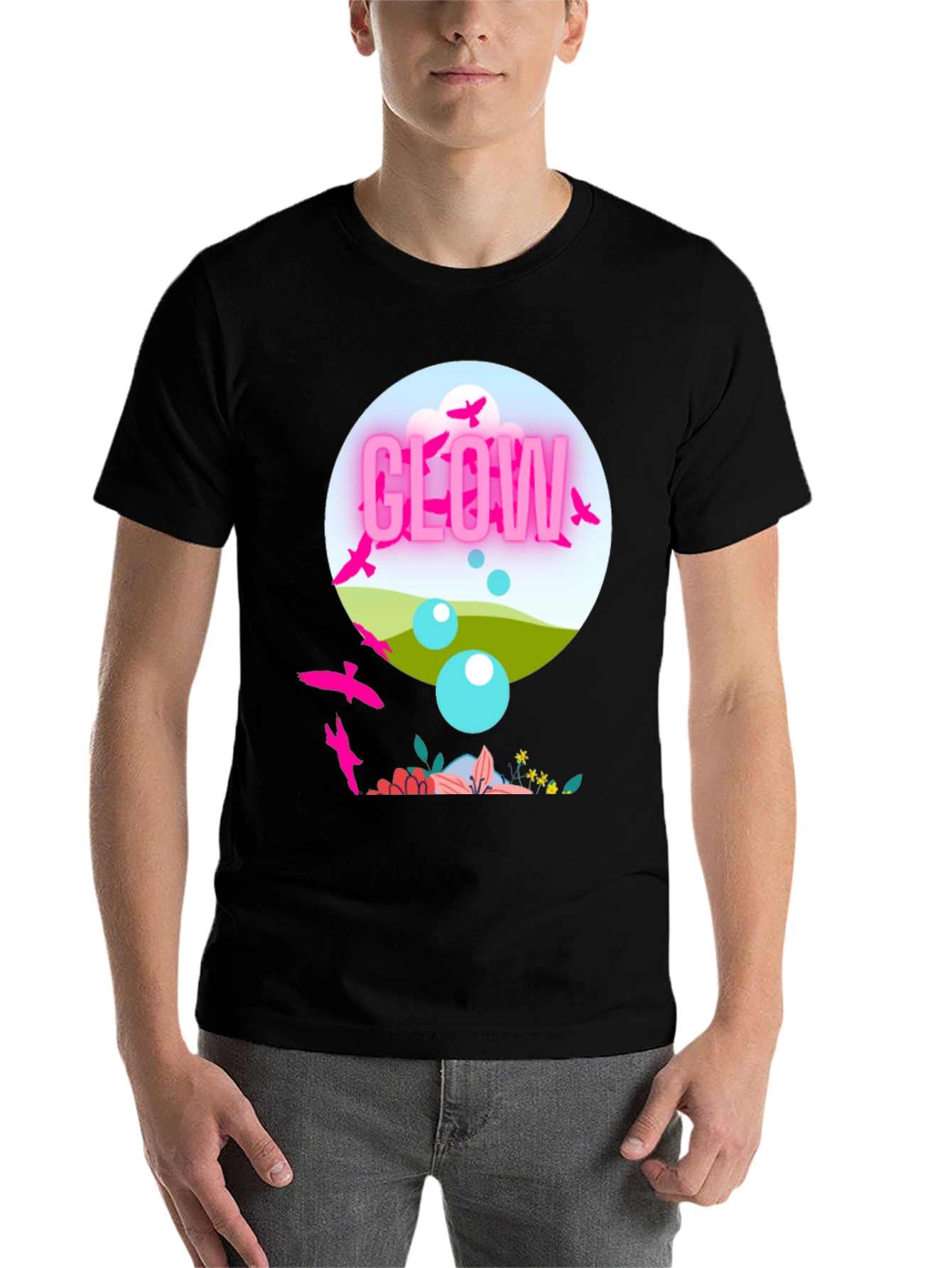 Black Glow in Nature Graphic Tee - Stylish Casual Wear view 7