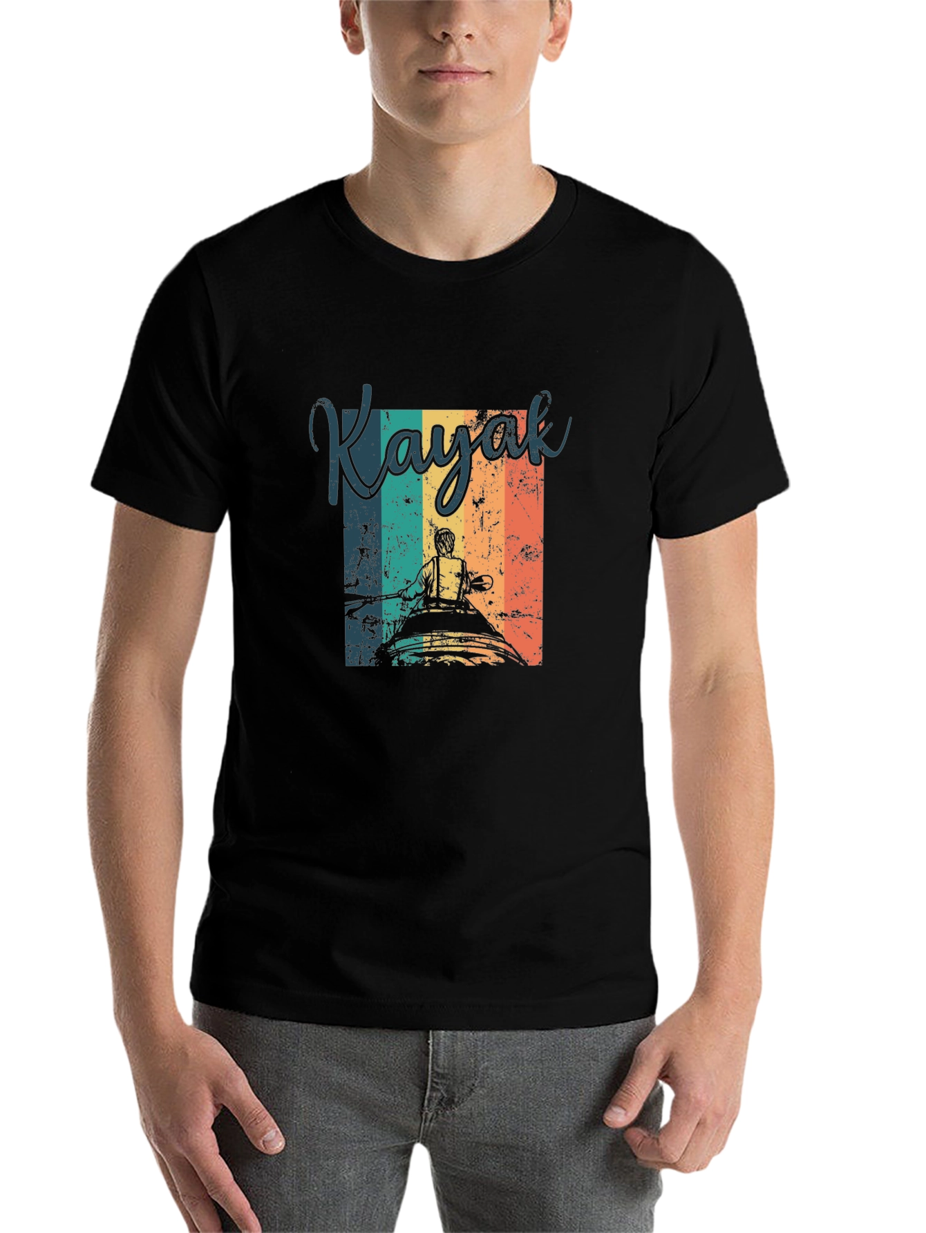 Black Vintage Kayak T-Shirt - Retro Paddling Tee view 7
