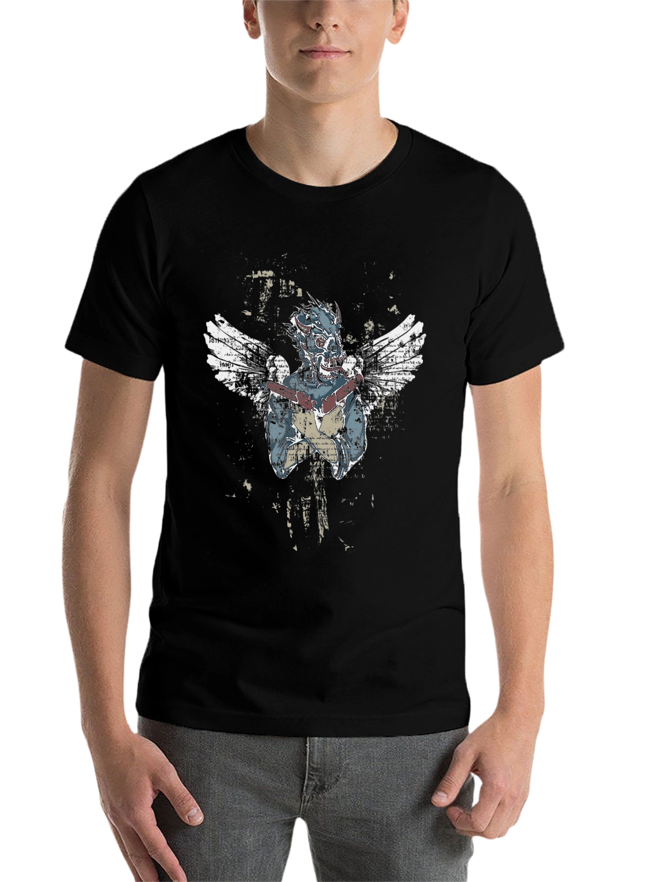 Black Winged Graphic Black T-Shirt view 7