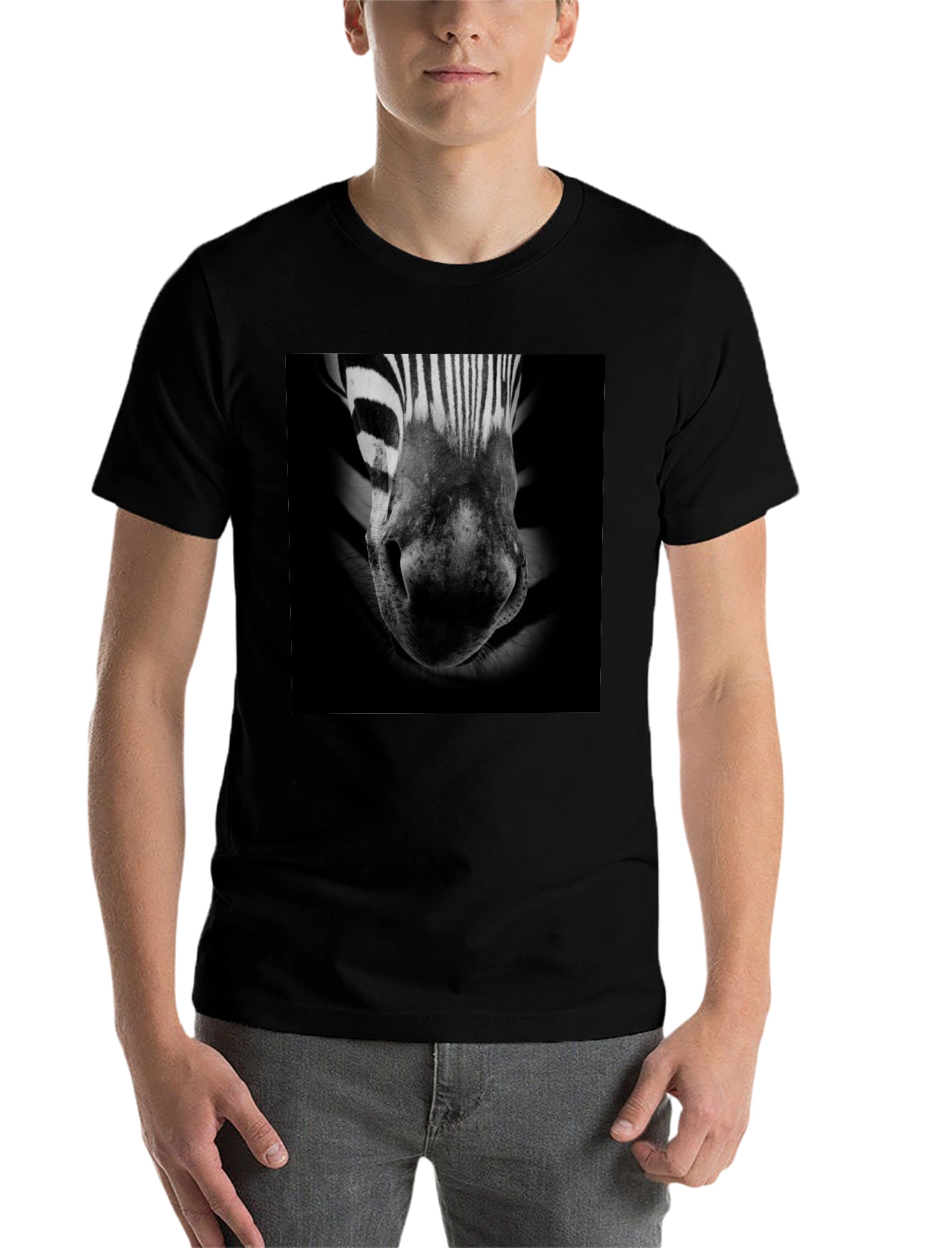 Black Zebra Nose Graphic T-Shirt - Black Cotton Tee view 7