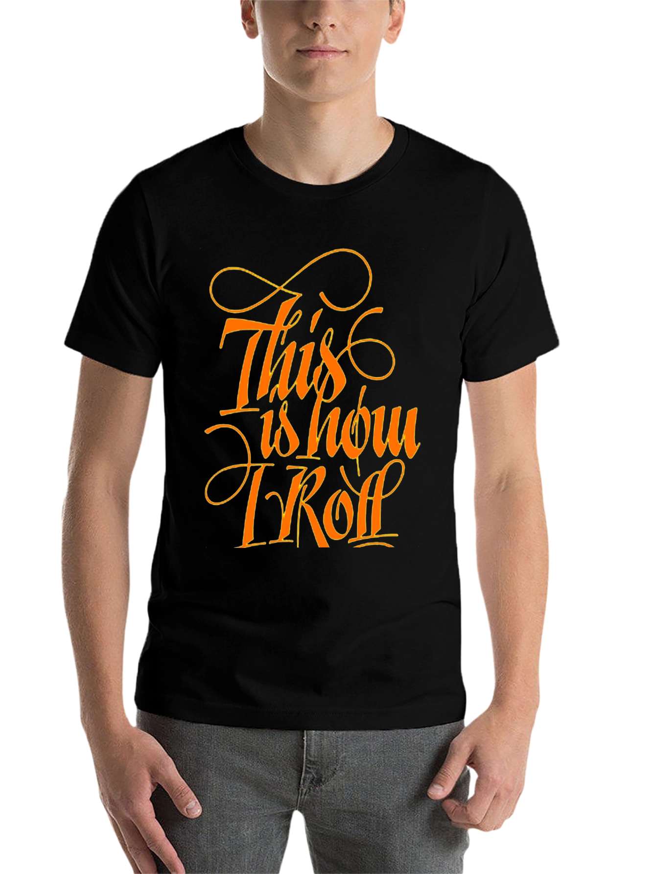 Black This Is How I Roll Funny Graphic Tee - Black view 7