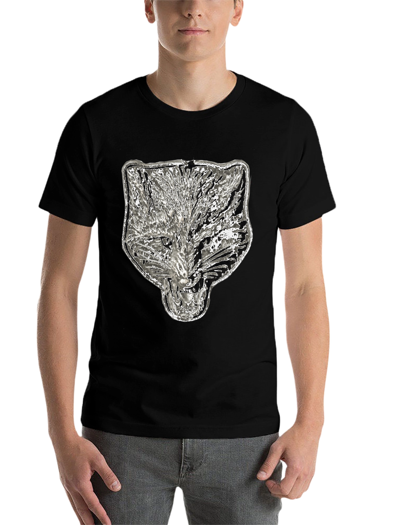 Black Wolf Graphic Tee - Black Cotton Blend view 7