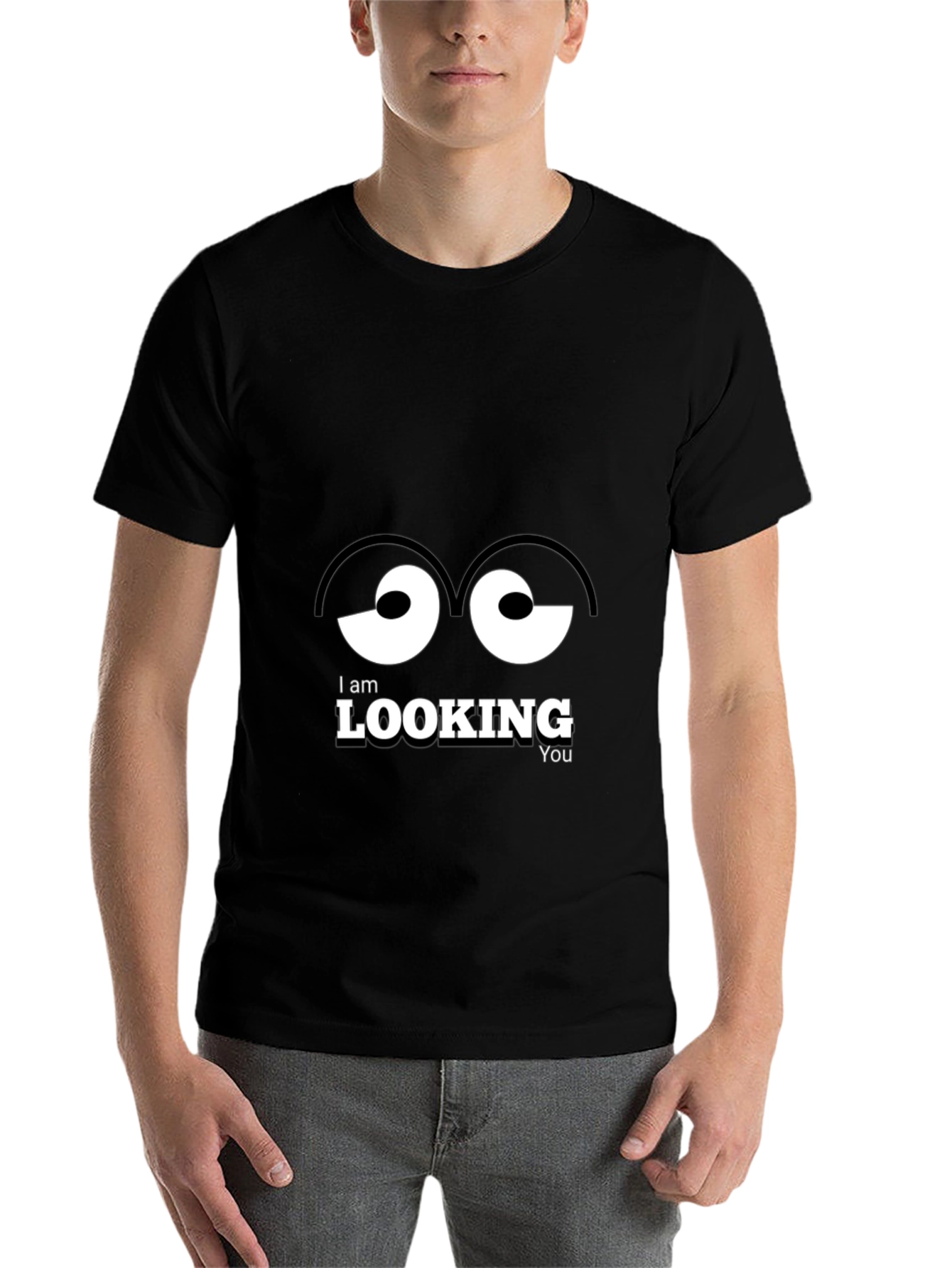 Funny Eyes Graphic Black T-Shirt - 7