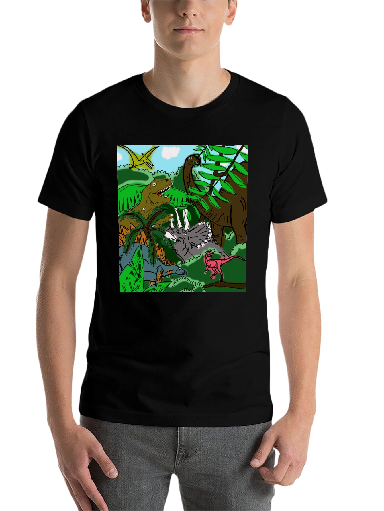 Black Dinosaur T-Shirt: Prehistoric Adventure Tee view 7