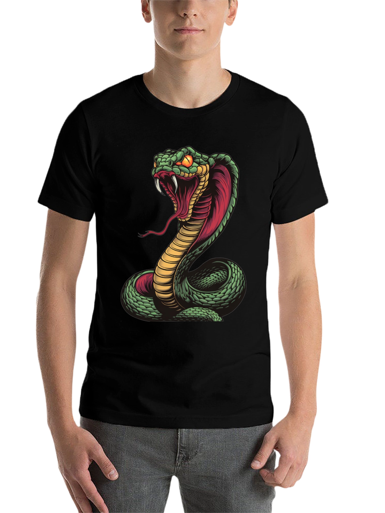 Black Cobra Snake Graphic Tee - Fierce Serpent Design view 7