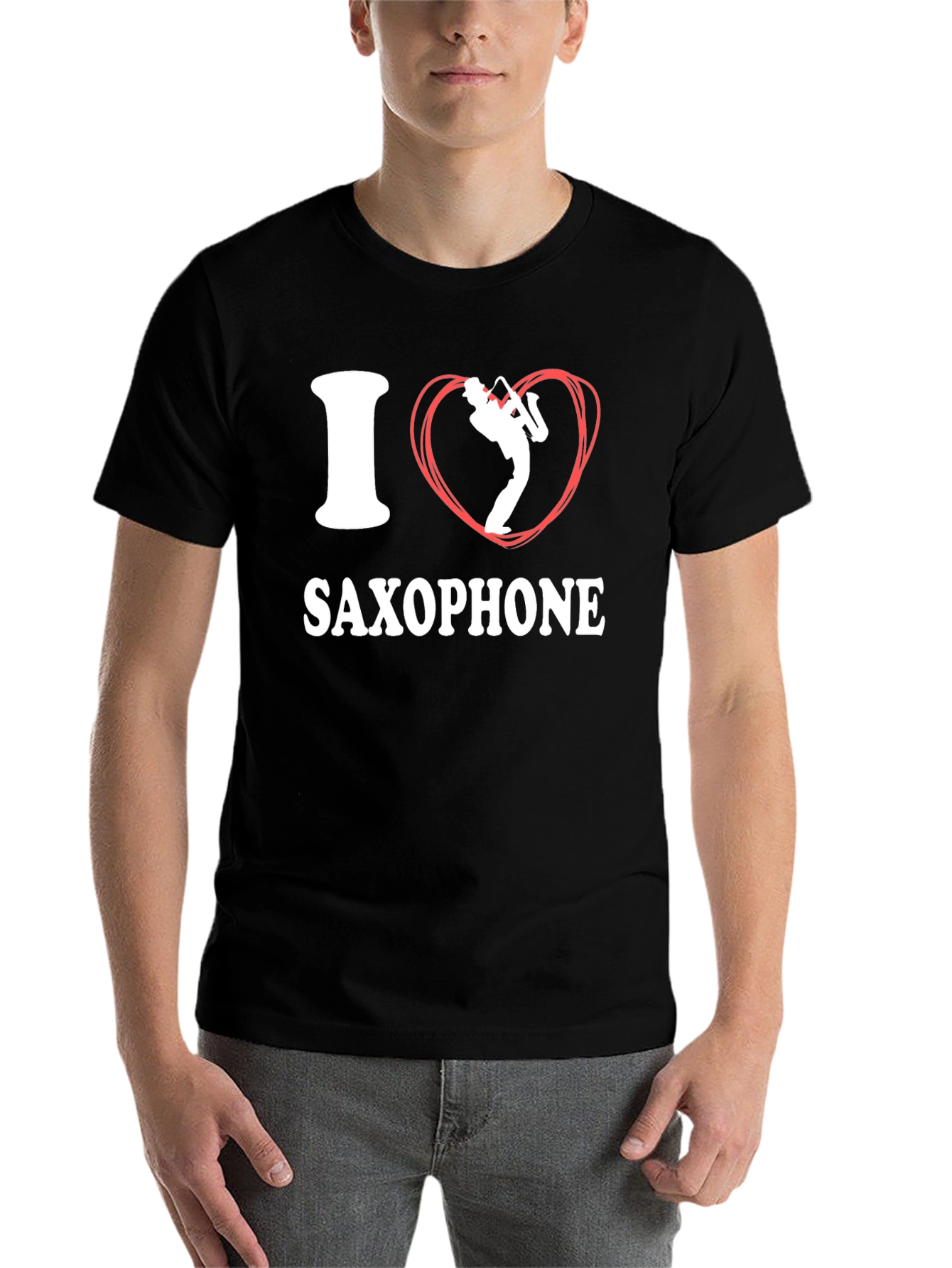 Black I Love Saxophone Graphic Tee view 7