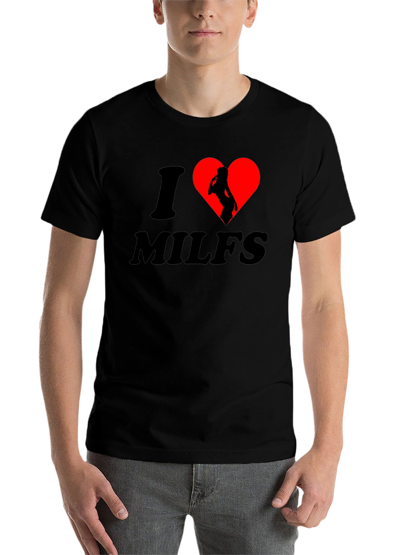 Black I Heart MILFS T-Shirt: Bold Graphic Tee for Confident Individuals view 7