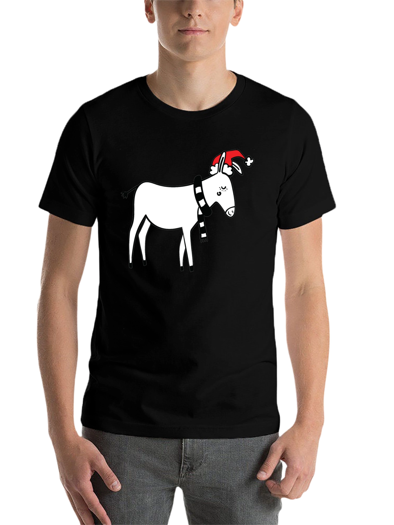 Black Festive Donkey T-Shirt - Holiday Humor view 7