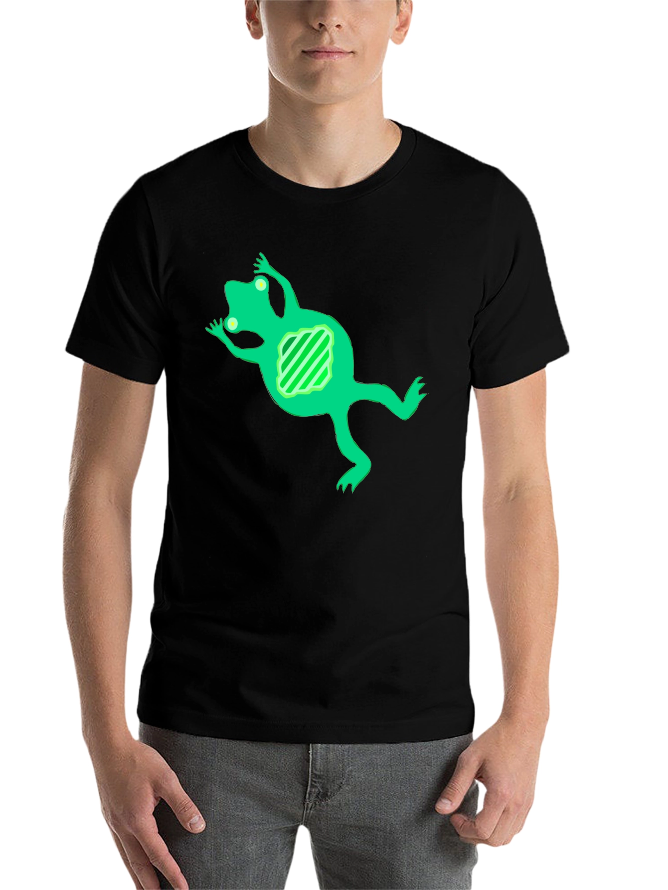 Black Cool Frog Graphic Tee - Black Cotton Blend view 7