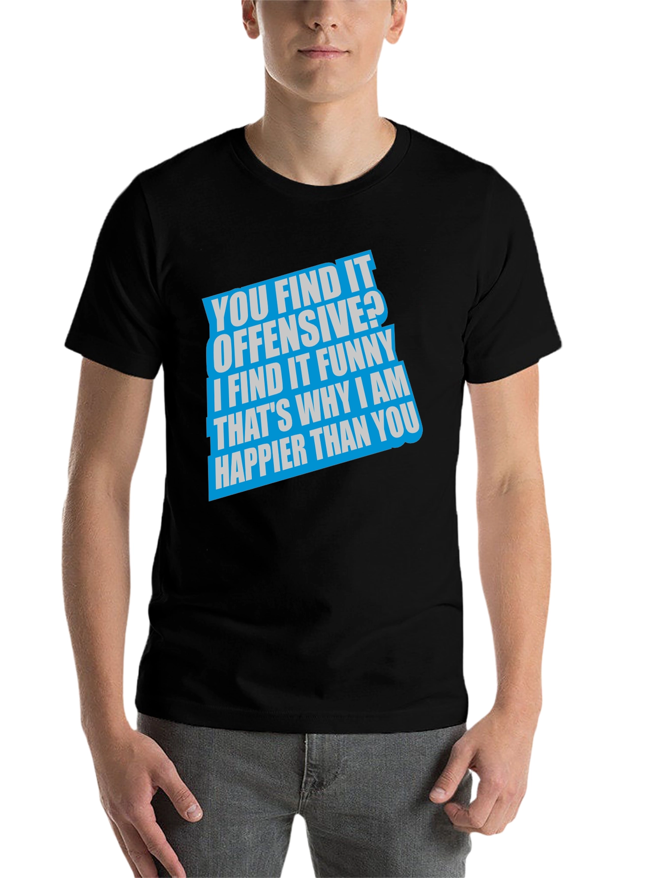 Black Offensive Funny Graphic T-Shirt - Black view 7