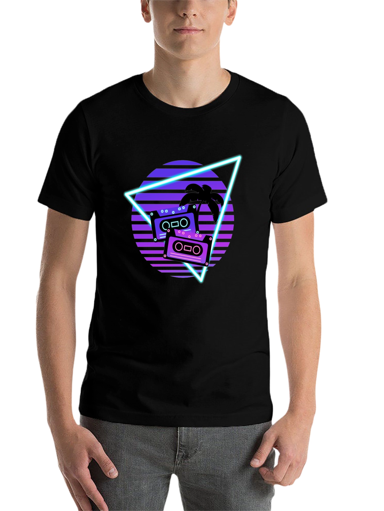 Black Retro Wave Cassette Graphic Tee view 7