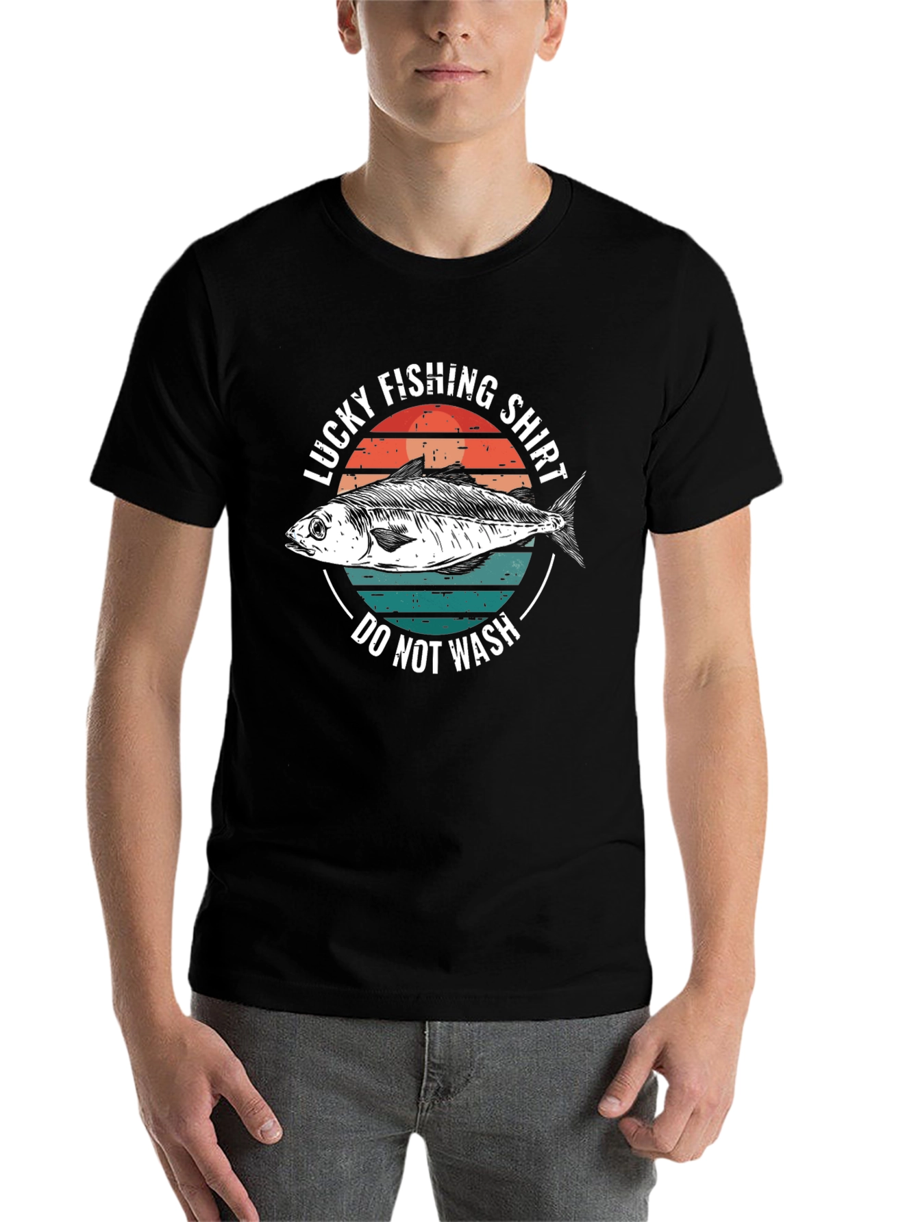 Black Lucky Fishing Shirt - Do Not Wash Novelty Tee view 7