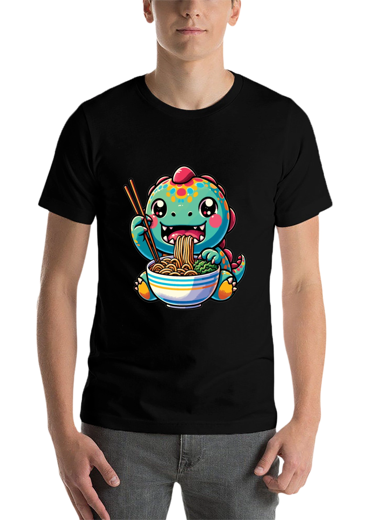 Black Dino Ramen Lover T-Shirt view 7