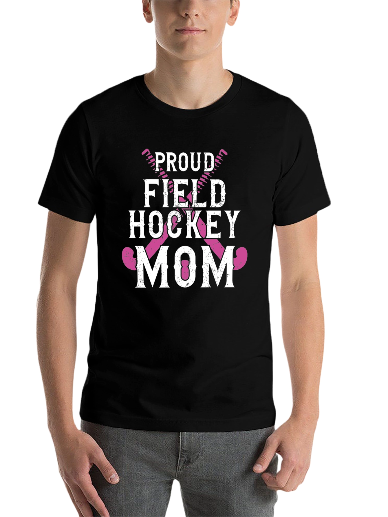 Black Proud Field Hockey Mom Graphic T-Shirt view 7