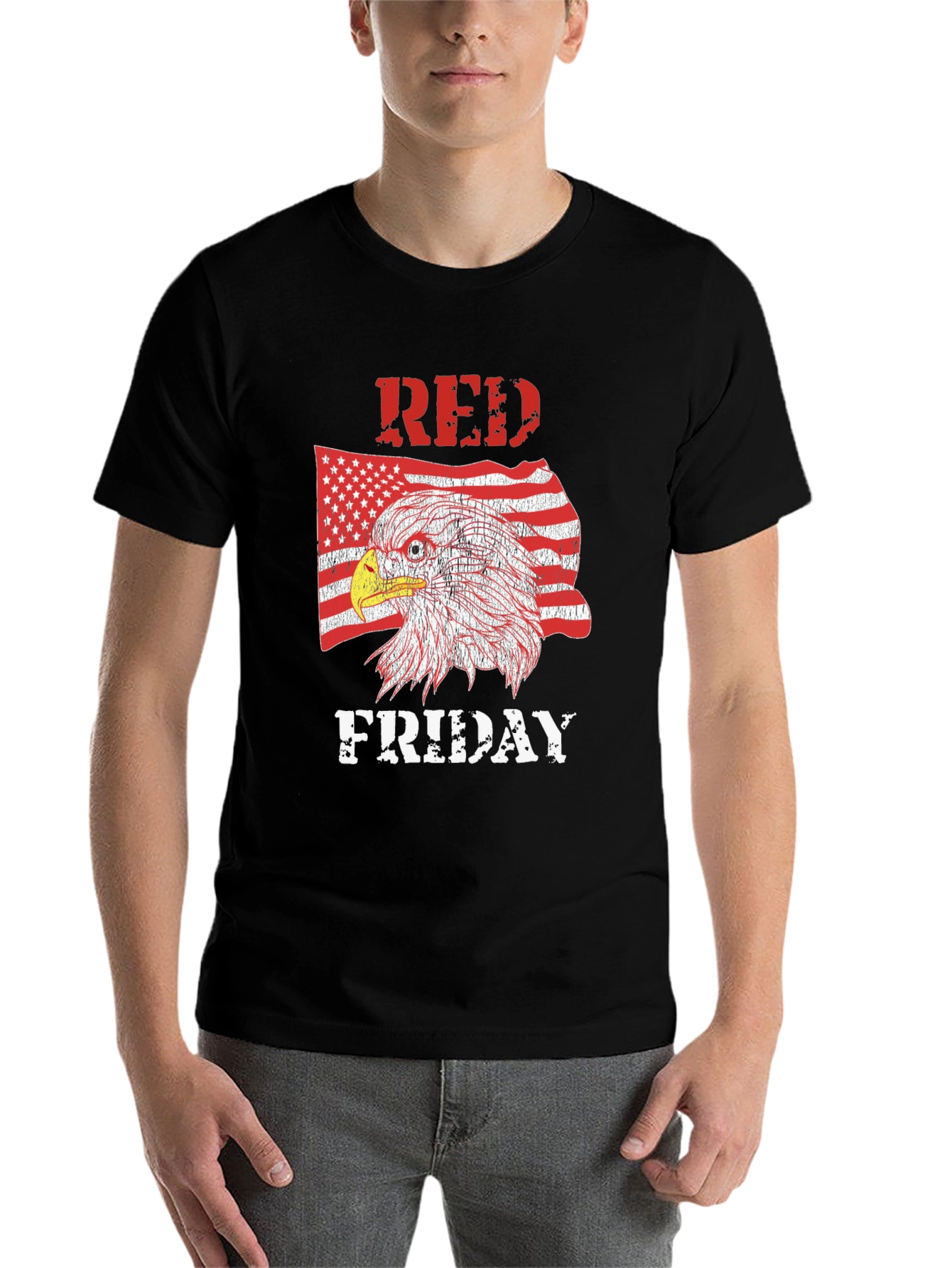 Black RED Friday Eagle Graphic Tee - Men's Black T-Shirt view 7