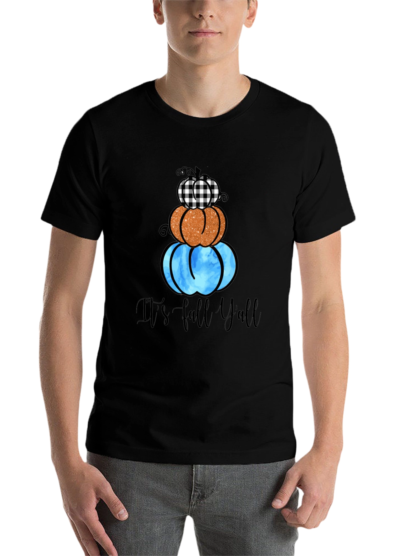 Black Fall Y'all Pumpkin Stack Tee view 7