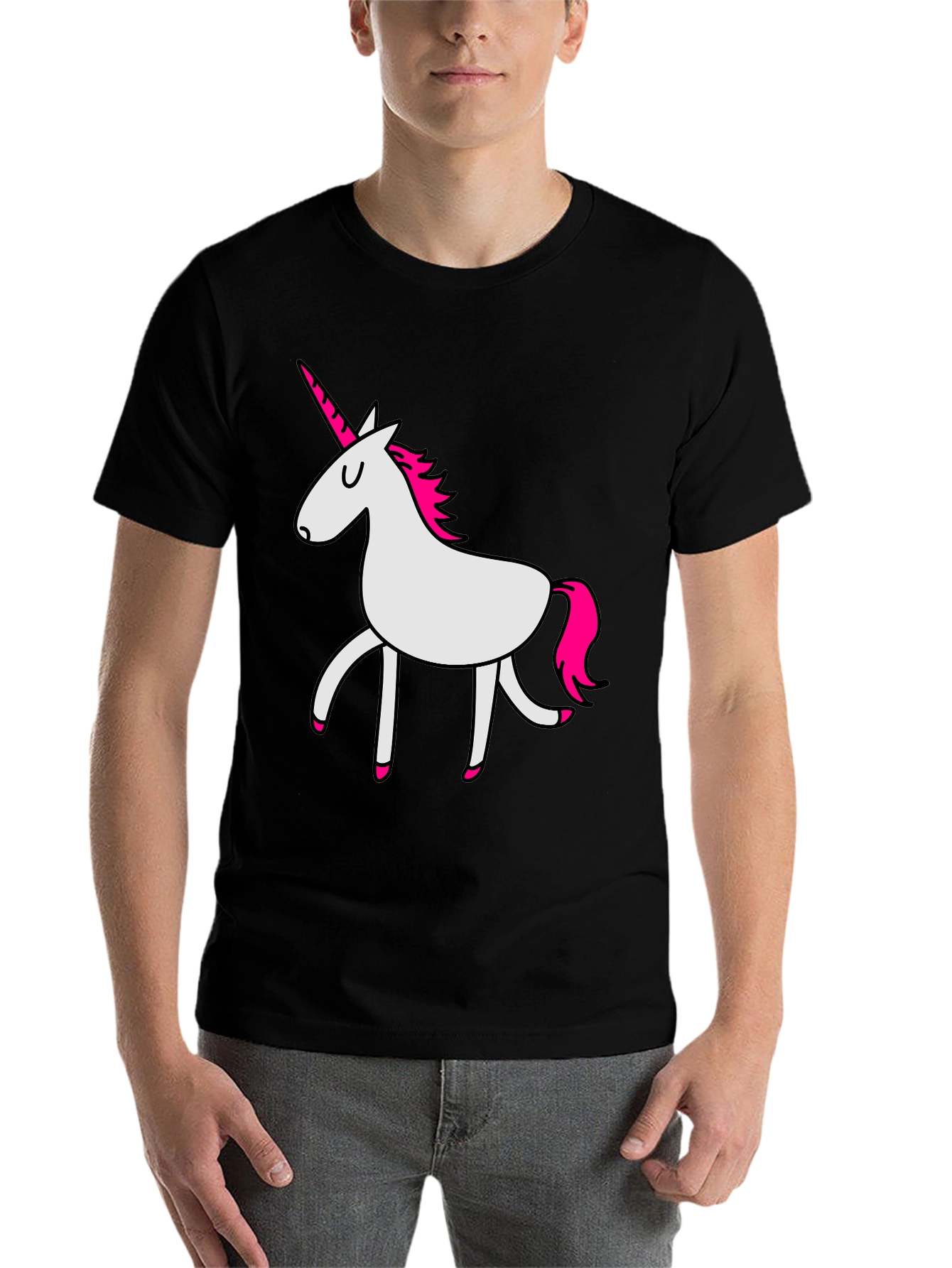 Black Unicorn Graphic T-Shirt - Black Crew Neck Tee view 7
