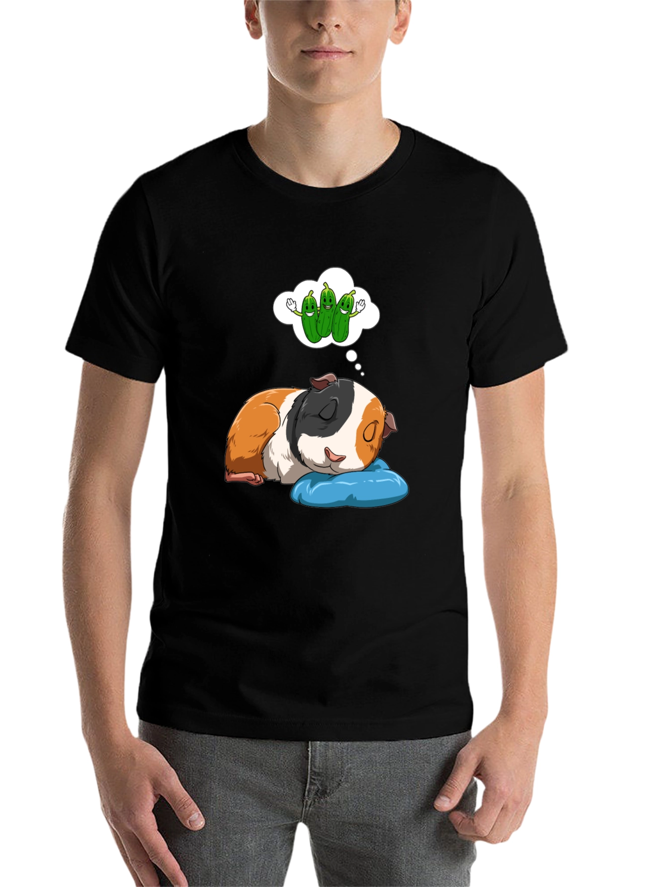 Black Dreaming Guinea Pig T-Shirt - Cute Pet Lover Tee view 7