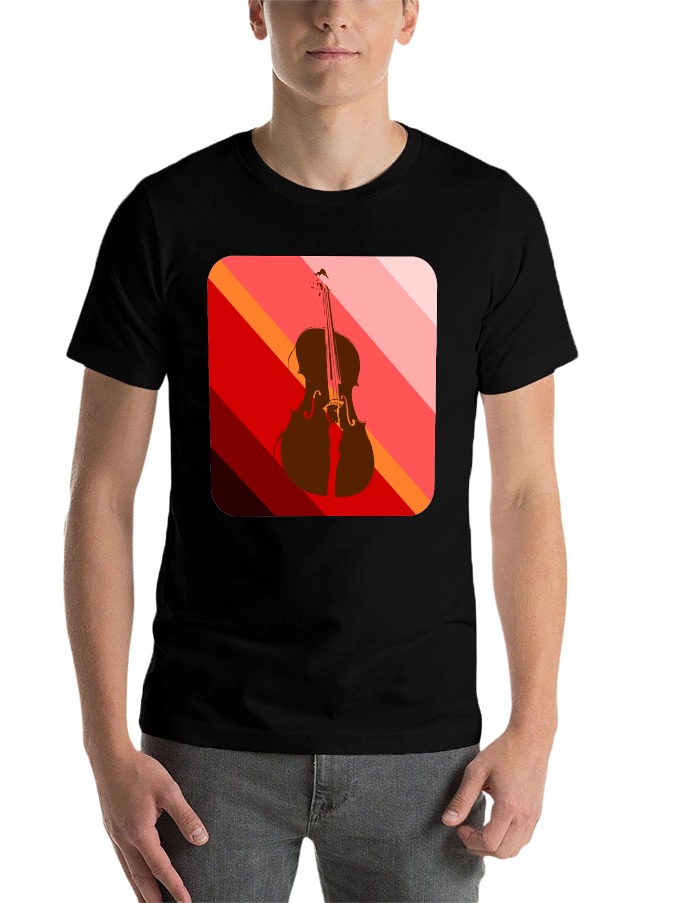 Black Abstract Cello Graphic Tee - Black view 7