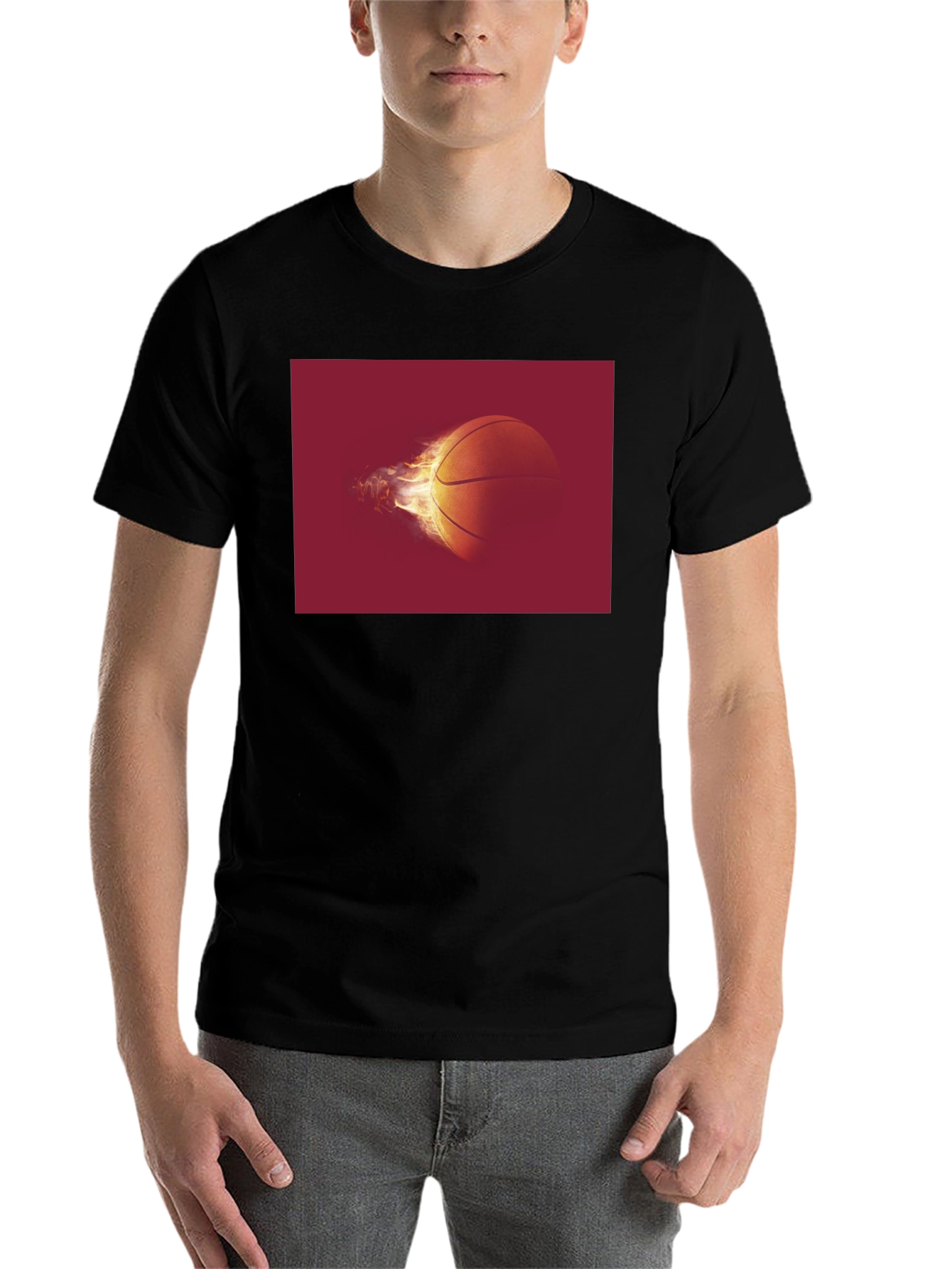 Black Flaming Basketball Graphic Tee - Black view 7