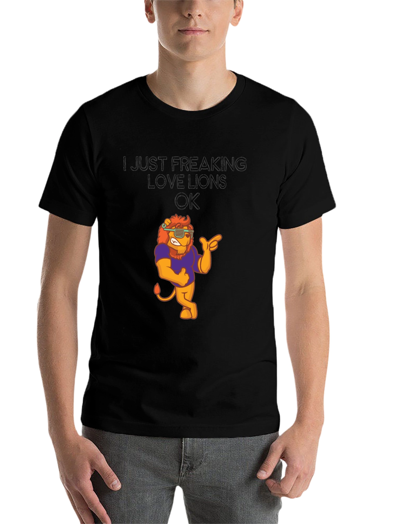 Black I Just Freaking Love Lions T-Shirt - Funny Lion Graphic Tee view 7