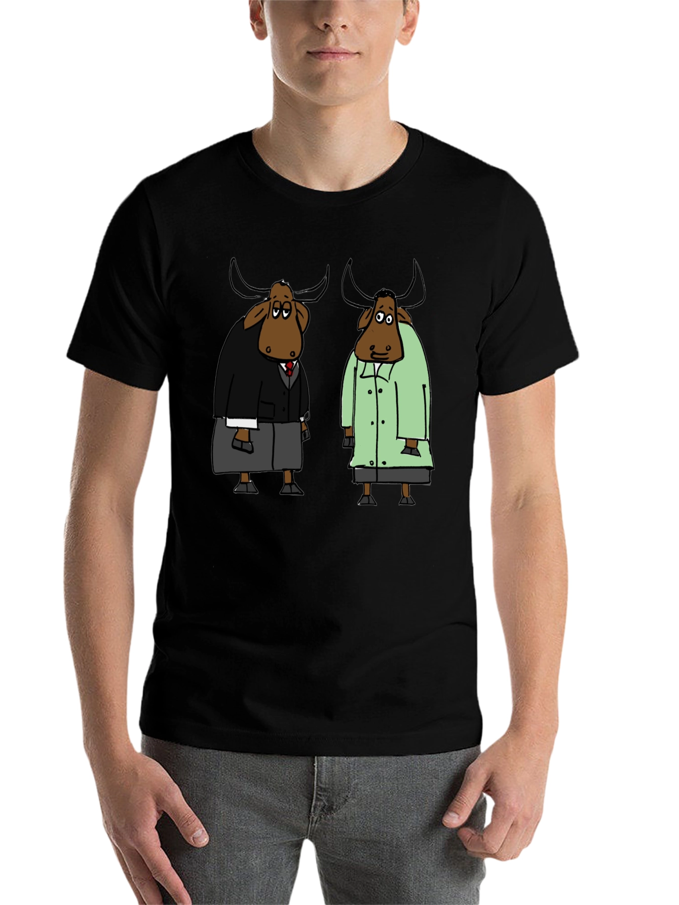 Black Cartoon Buffalo Black T-Shirt view 7