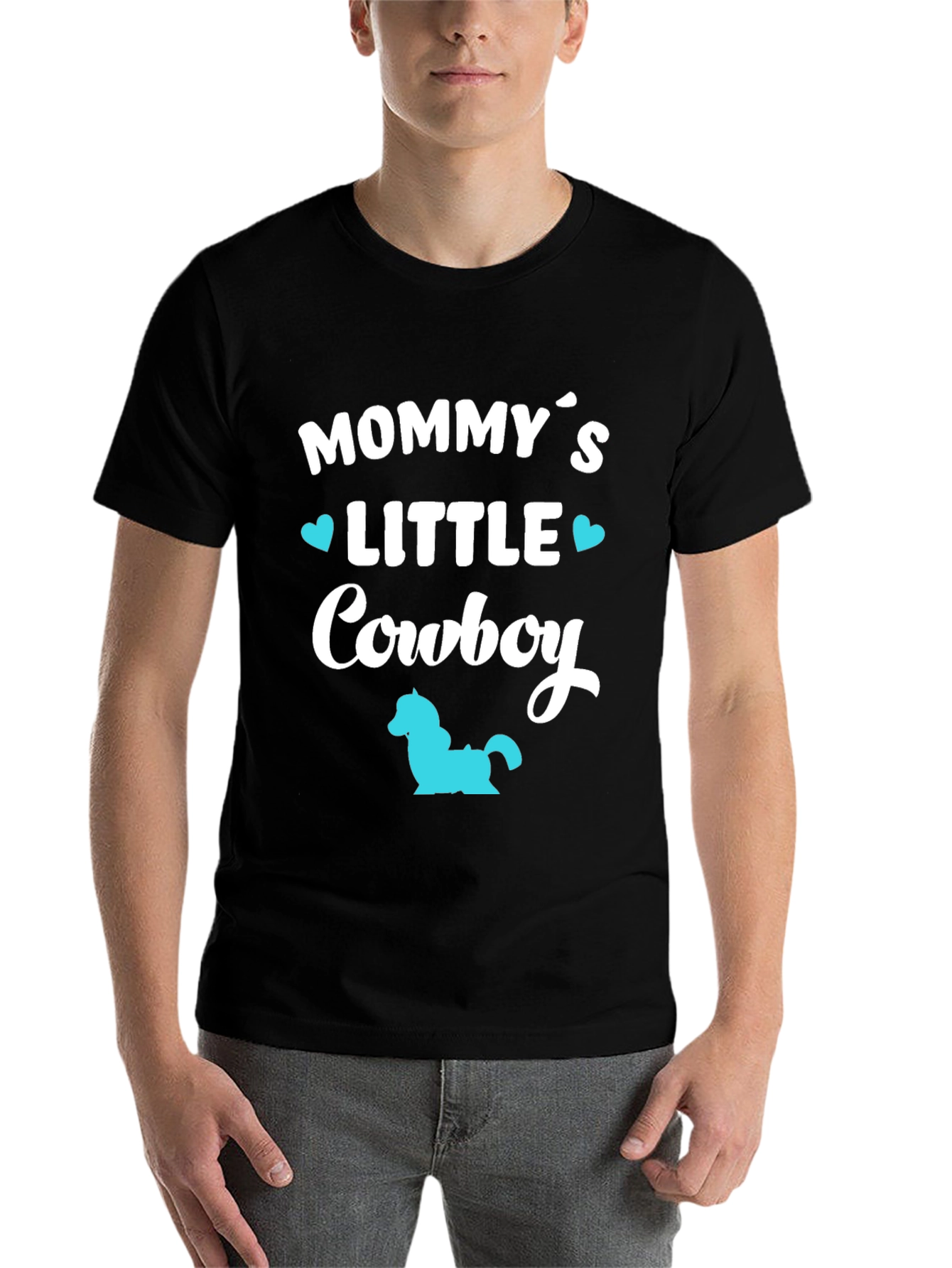 Mommy's Little Cowboy - Black T-Shirt - 7
