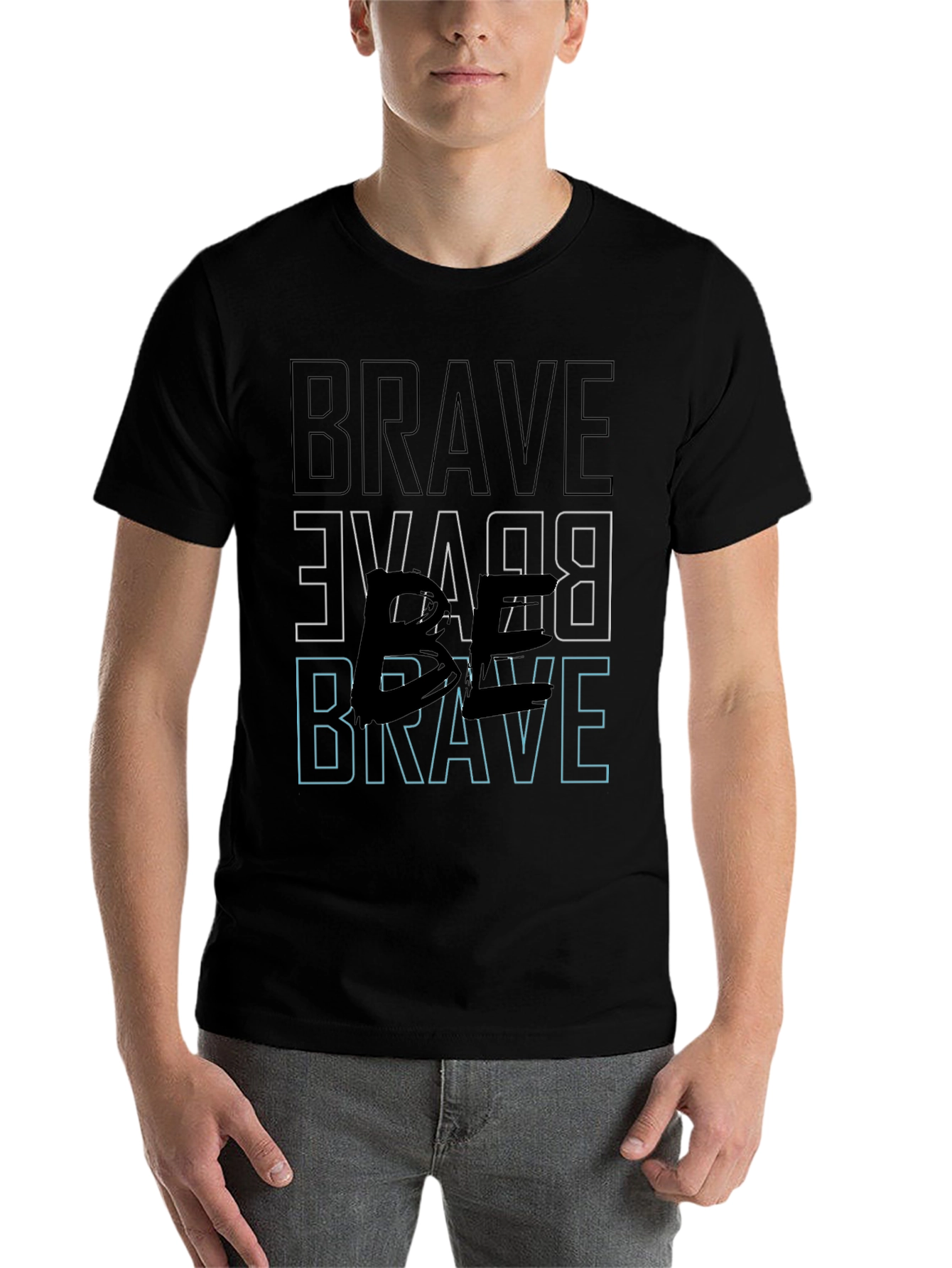 Black Brave Graphic Tee - Bold Black Print view 7