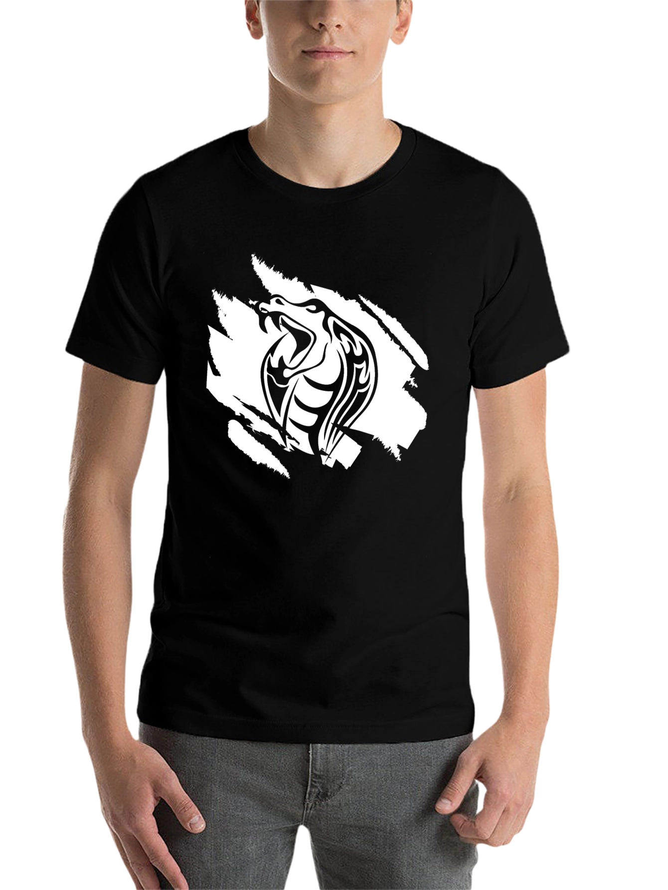 Black Cobra Graphic Tee - Stylish Men's T-Shirt - 7