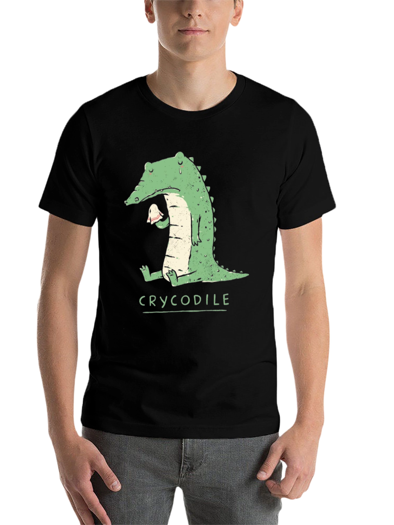 Black Crycodile T-Shirt - Funny Crocodile Graphic Tee view 7