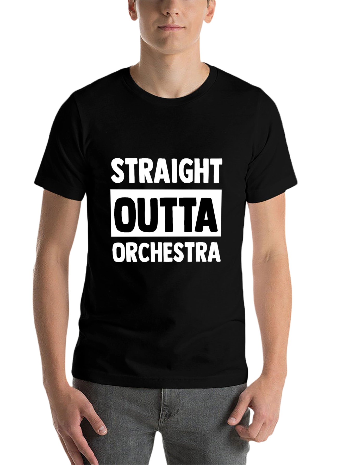 Black Straight Outta Orchestra Black T-Shirt view 7