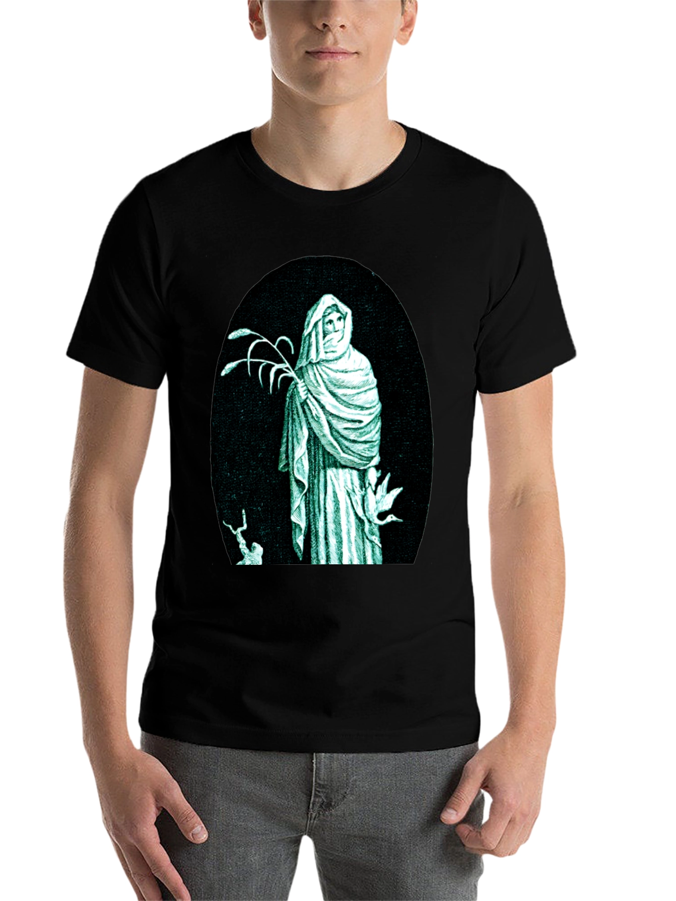 Black Mystic Figure Graphic T-Shirt view 7