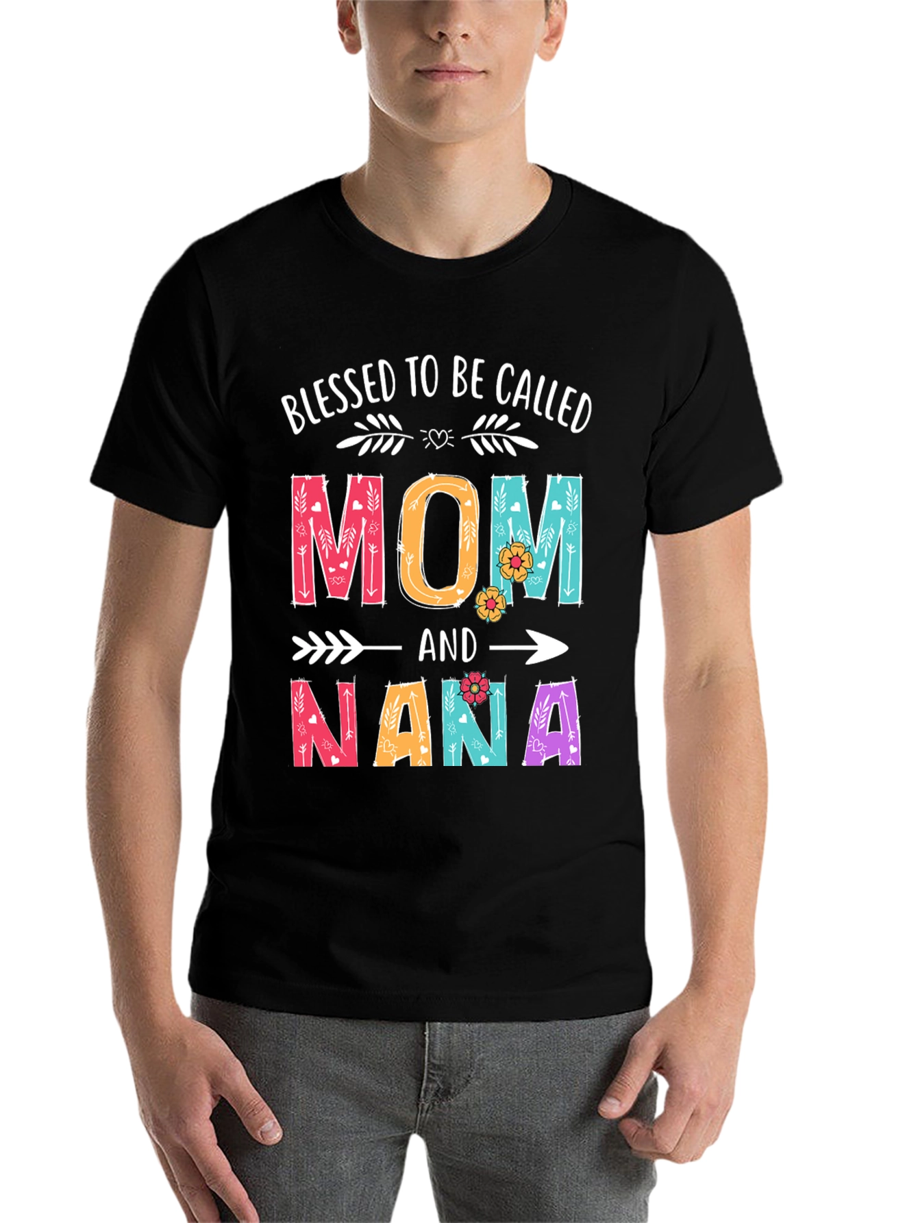 Black Blessed Mom & Nana T-Shirt view 7