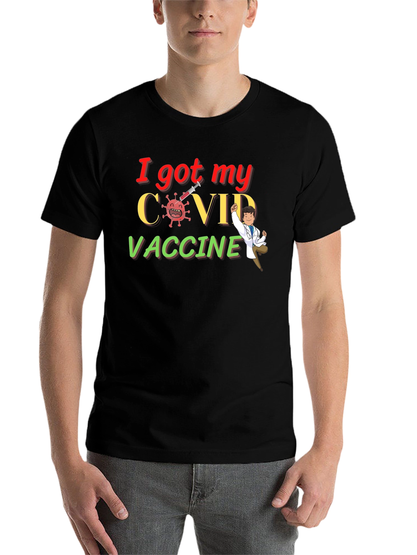 Black I Got My COVID Vaccine Graphic Tee view 7