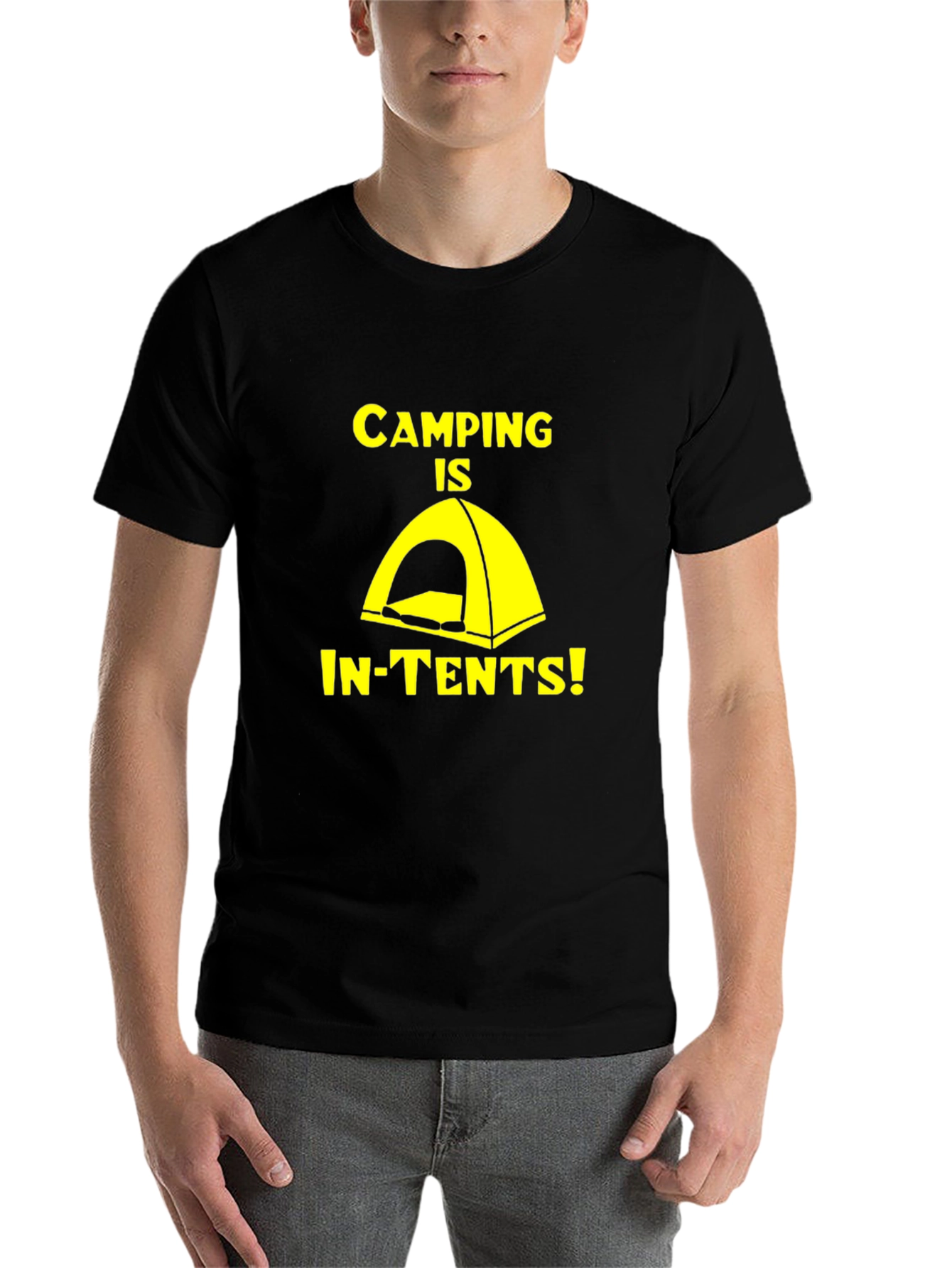 Black Camping Is In-Tents! Novelty Graphic T-Shirt view 7