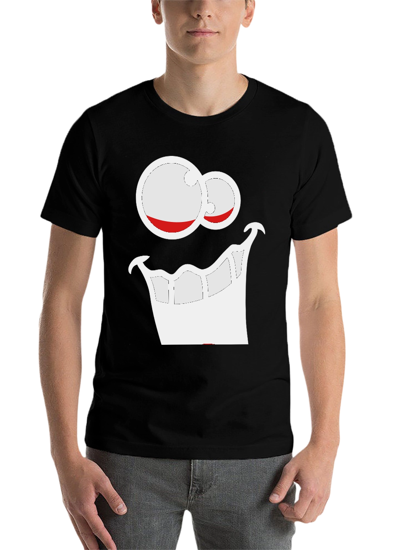 Black Cartoon Face Graphic T-Shirt view 7